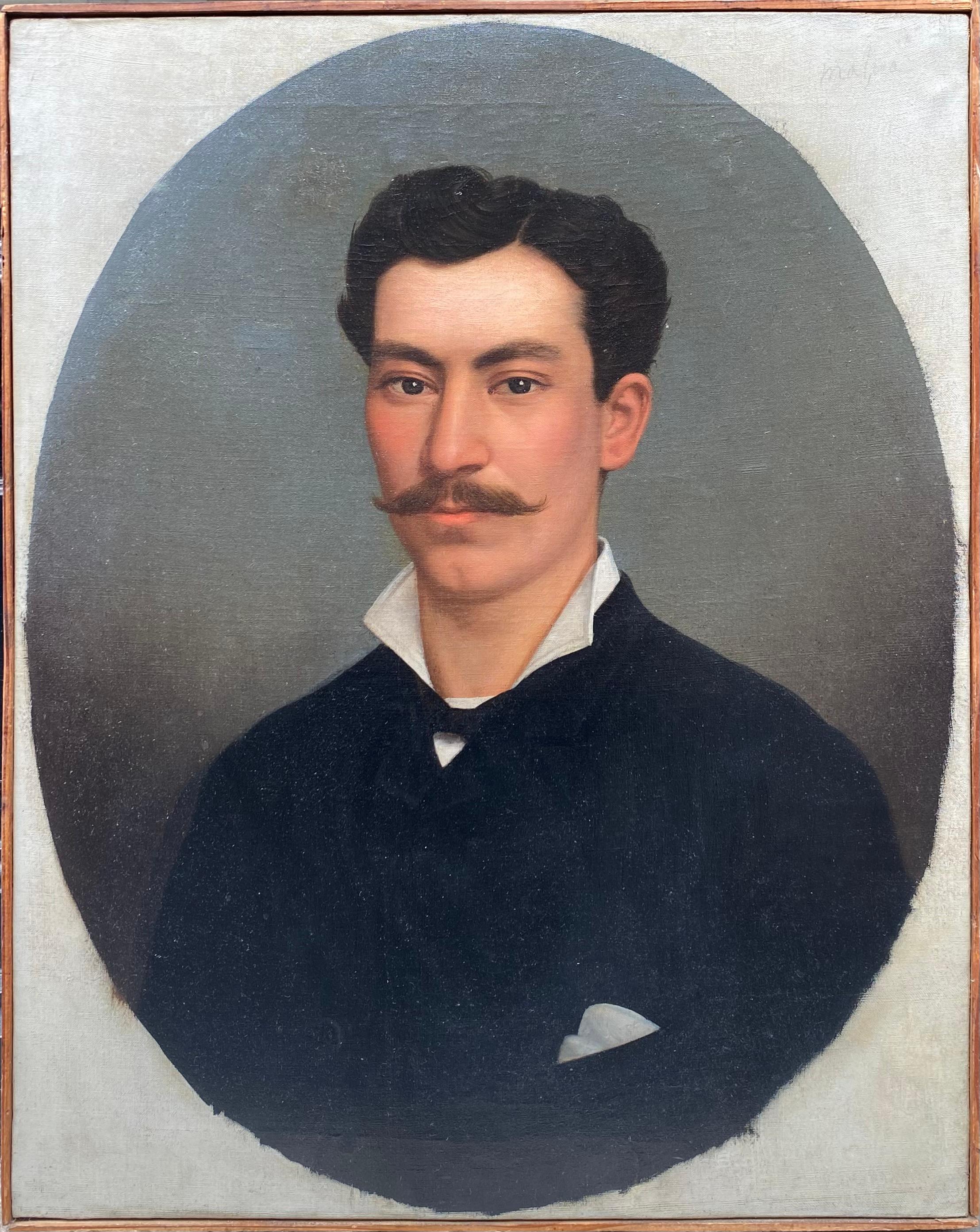 Portrait Of A Man With A Mustache. Oil on canvas. French school. Framed.