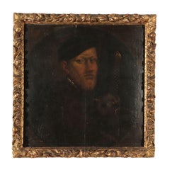 Portrait of a man with sword, Oil on Board, Lombard School 1500
