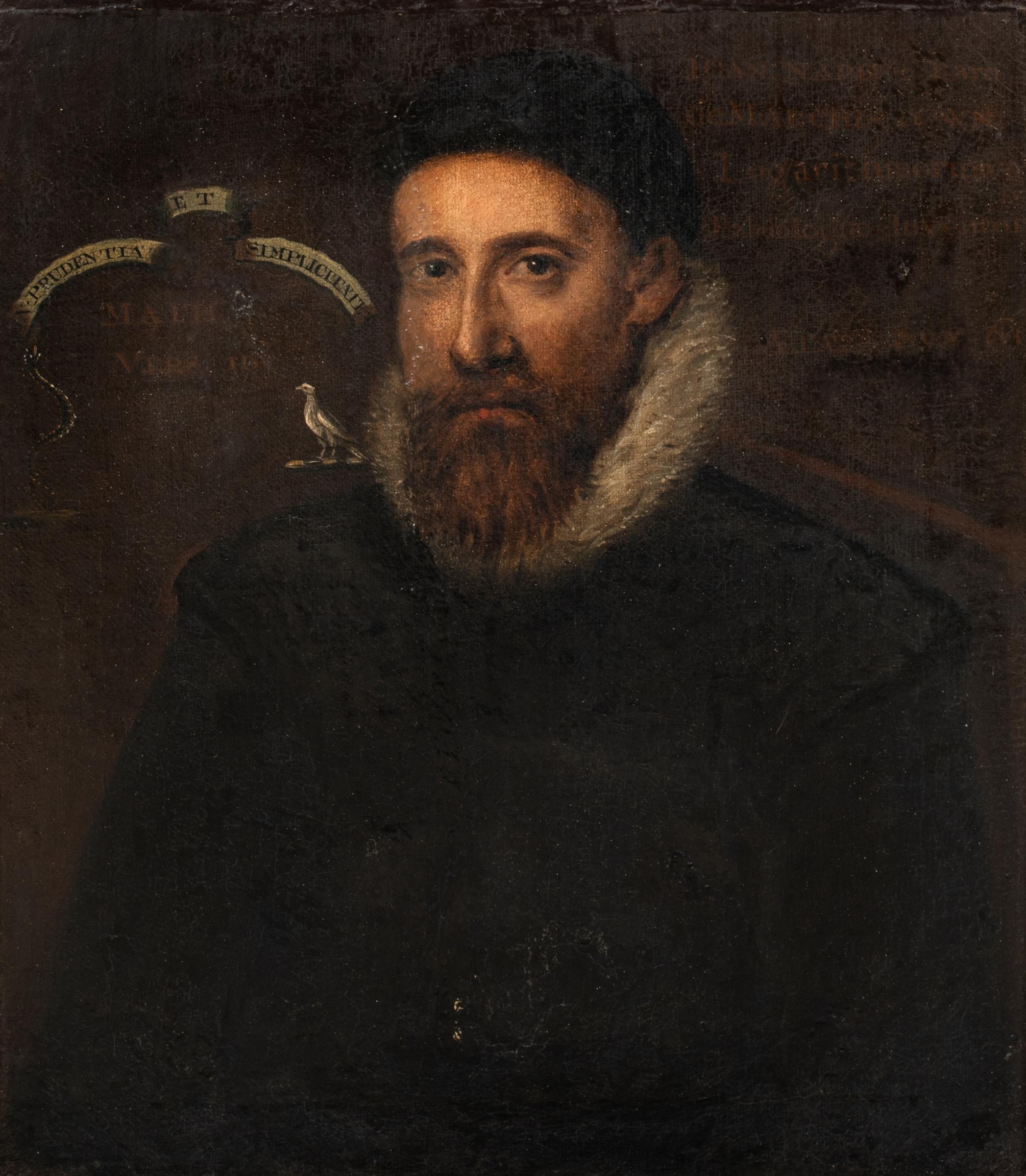 Ritratto di un matematico, XVII secolo  Scuola francese - Portrait Painting Nero di Unknown