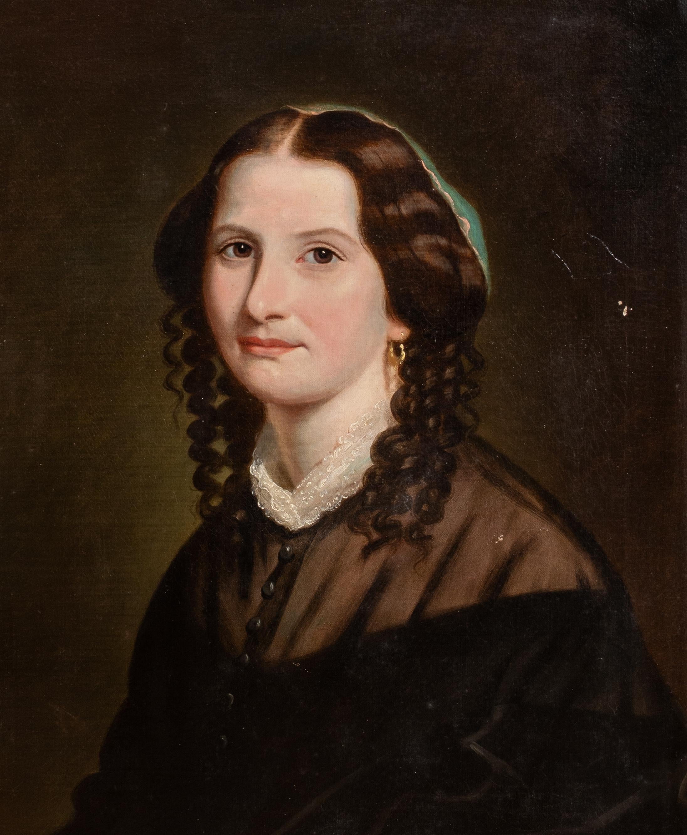 Porträt einer Miss Anna Davenport, datiert 1853, Porträt  Charles V BOND (19. Jahrhundert) im Angebot 1
