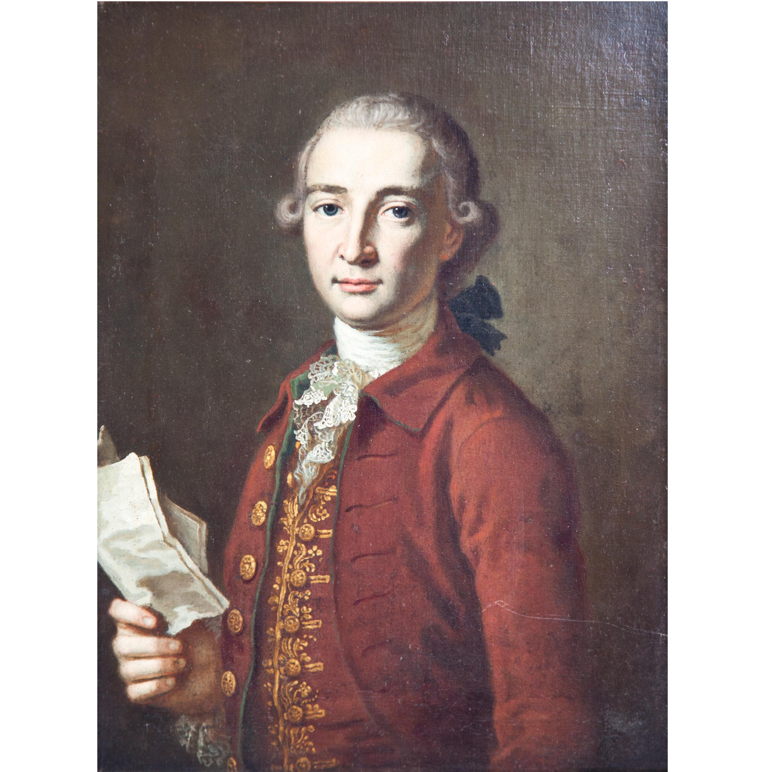 Unknown Portrait Painting - Portrait of a Nobleman, 18th Century, Figurative, Oil Painting on Canvas