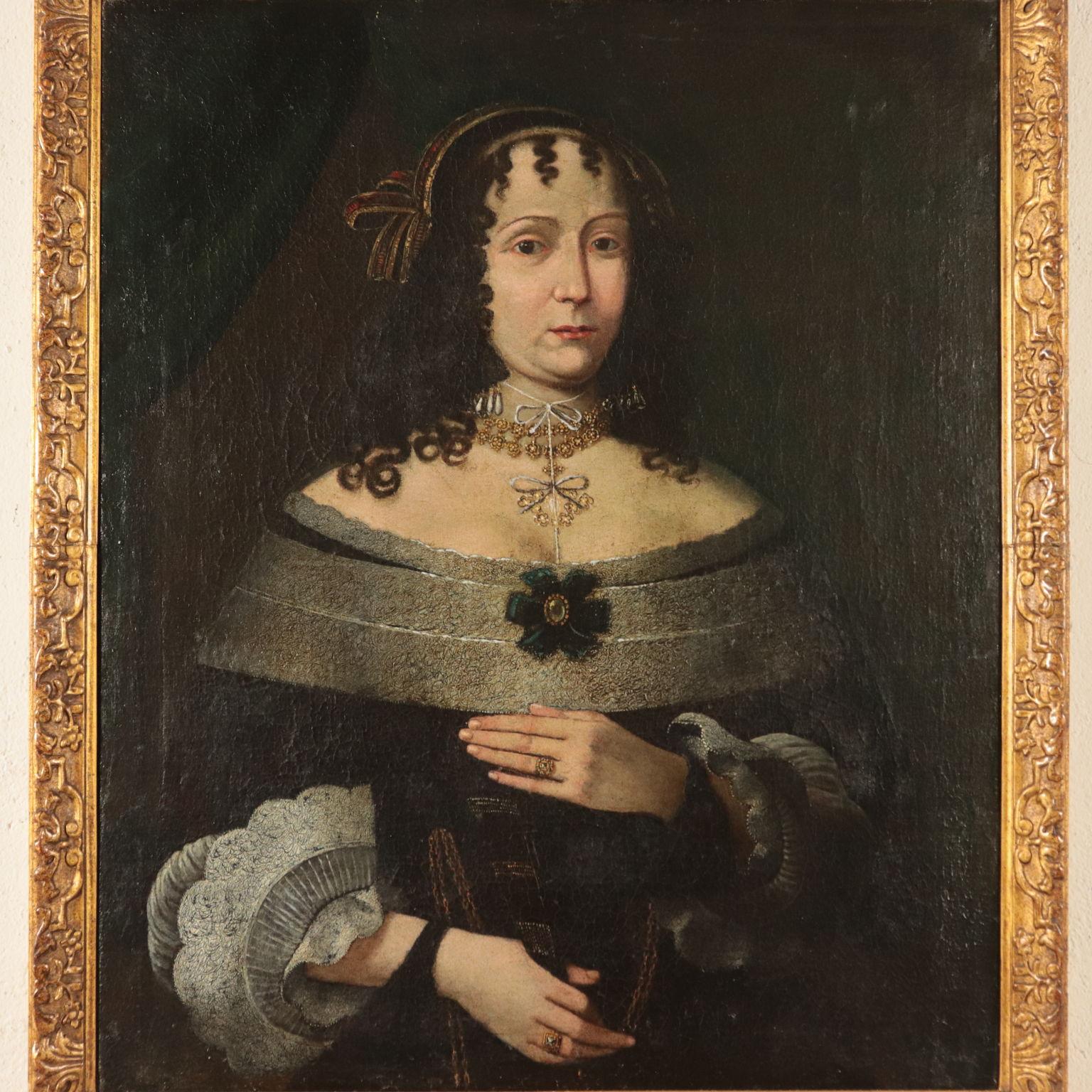 Portrait of a Noblewoman, Oil on Canvas, 17th Century - Other Art Style Painting by Unknown