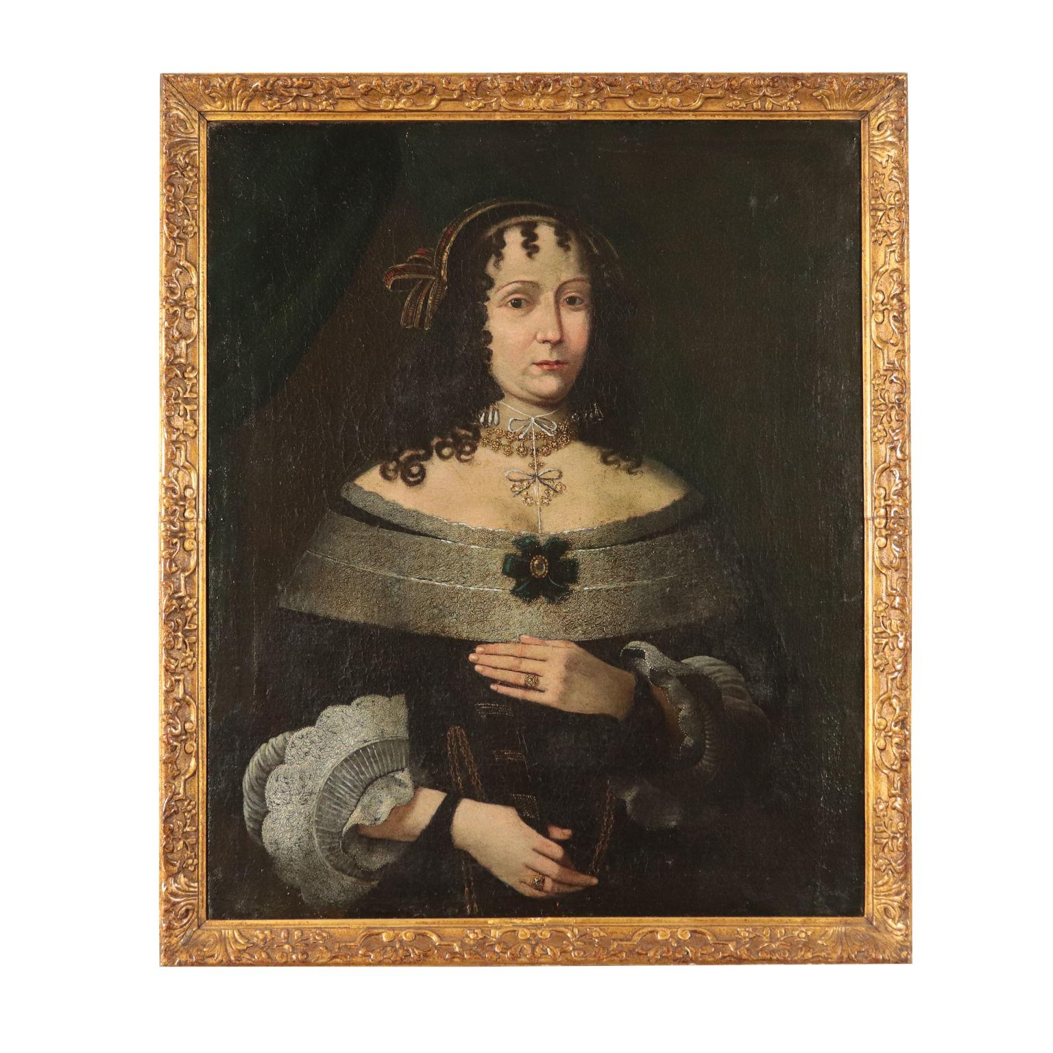 Unknown Portrait Painting - Portrait of a Noblewoman, Oil on Canvas, 17th Century