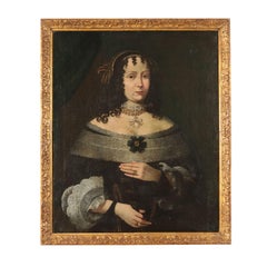Antique Portrait of a Noblewoman, Oil on Canvas, 17th Century