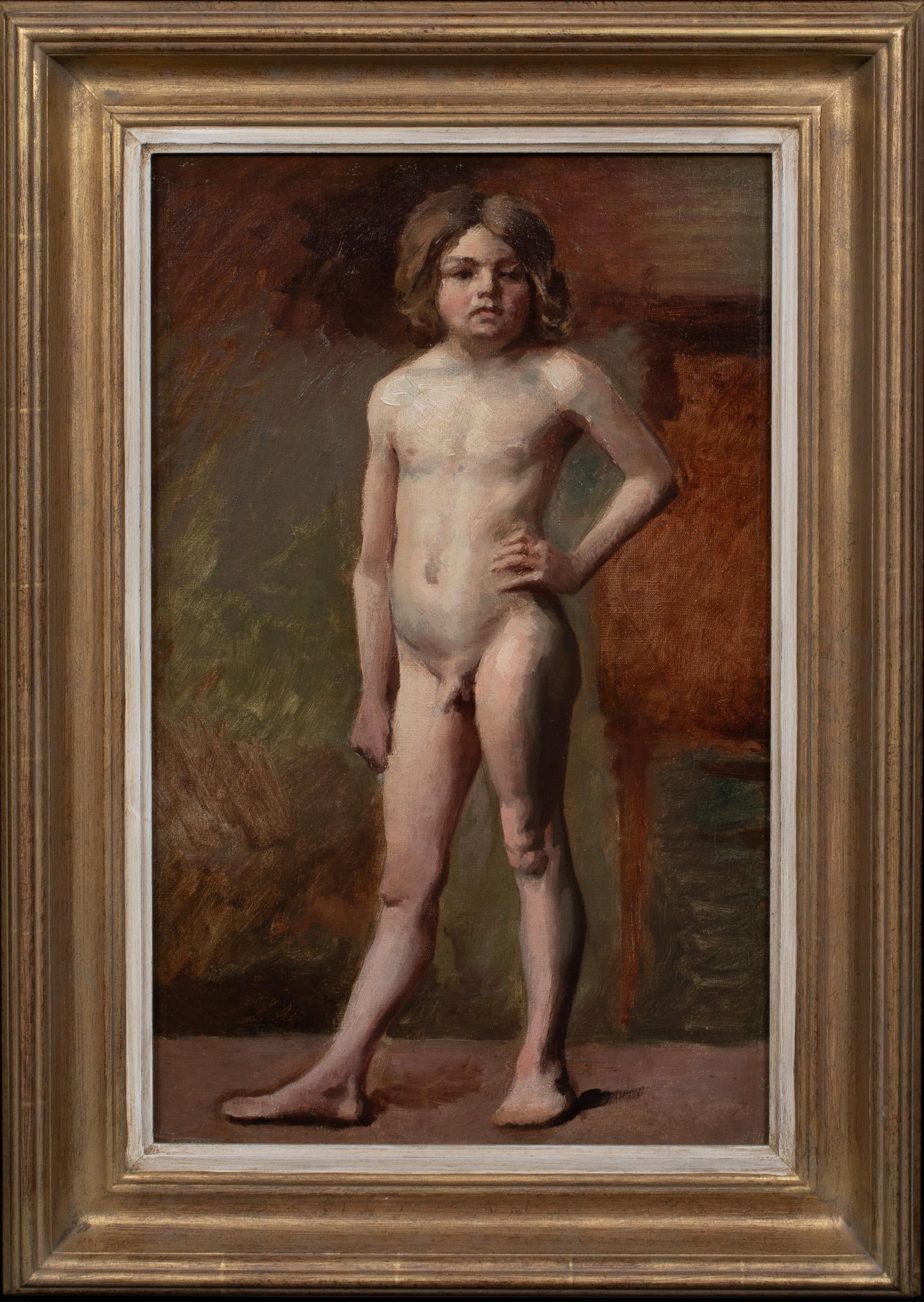 Portrait d'un garçon nu, début du XXe siècle  cercle d'Henry Scott Tuke - Painting de Unknown