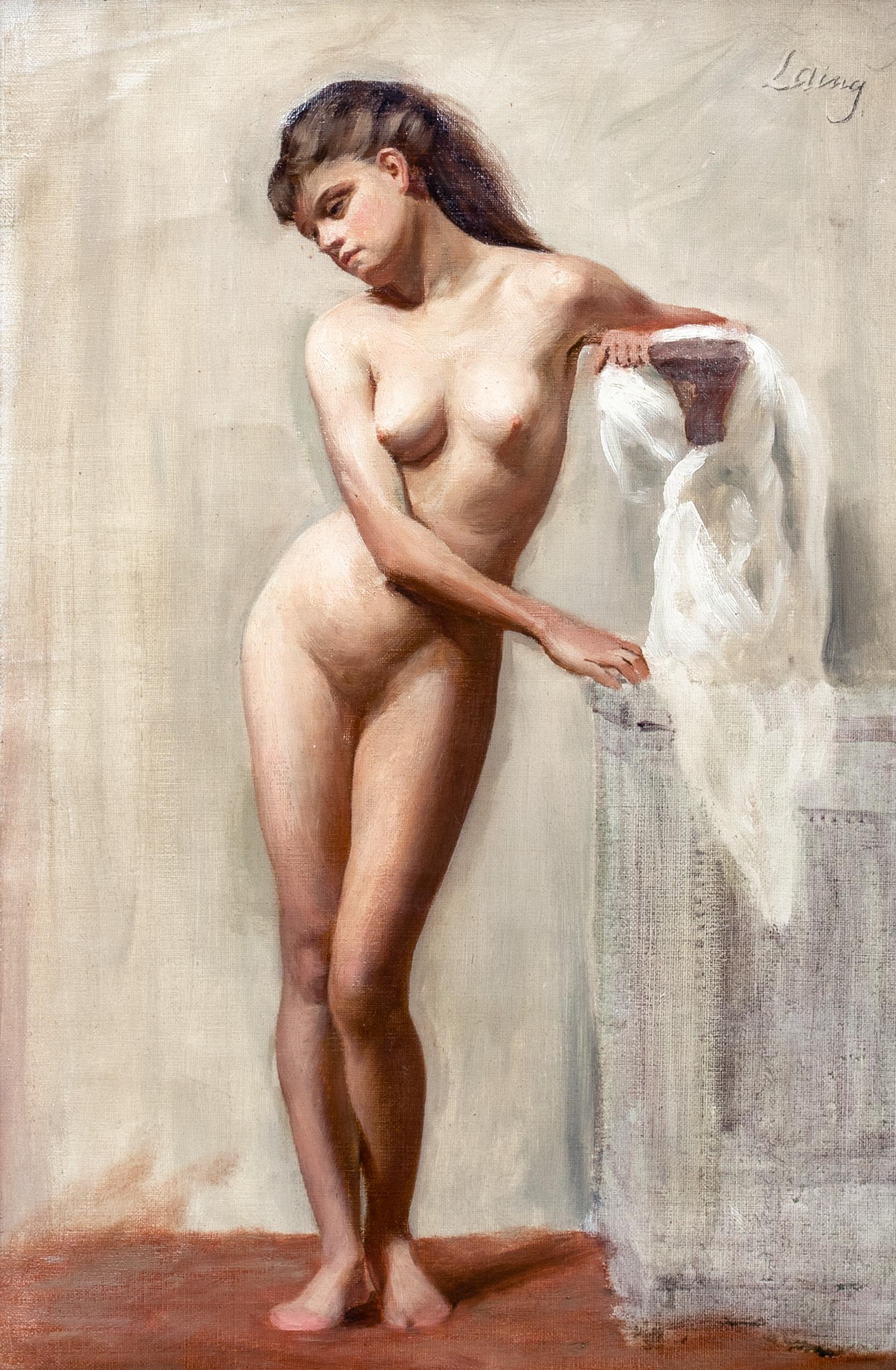 Portrait Of A Nude Girl, circa 1900 - Painting by Unknown