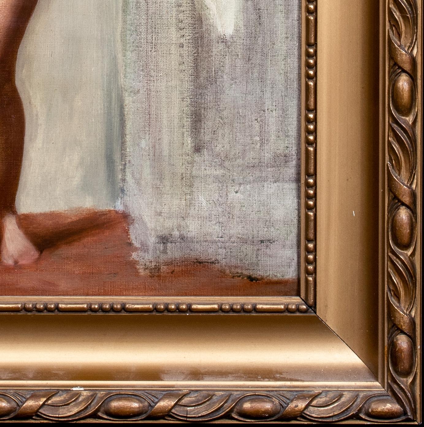 Portrait Of A Nude Girl, circa 1900 - Beige Nude Painting by Unknown