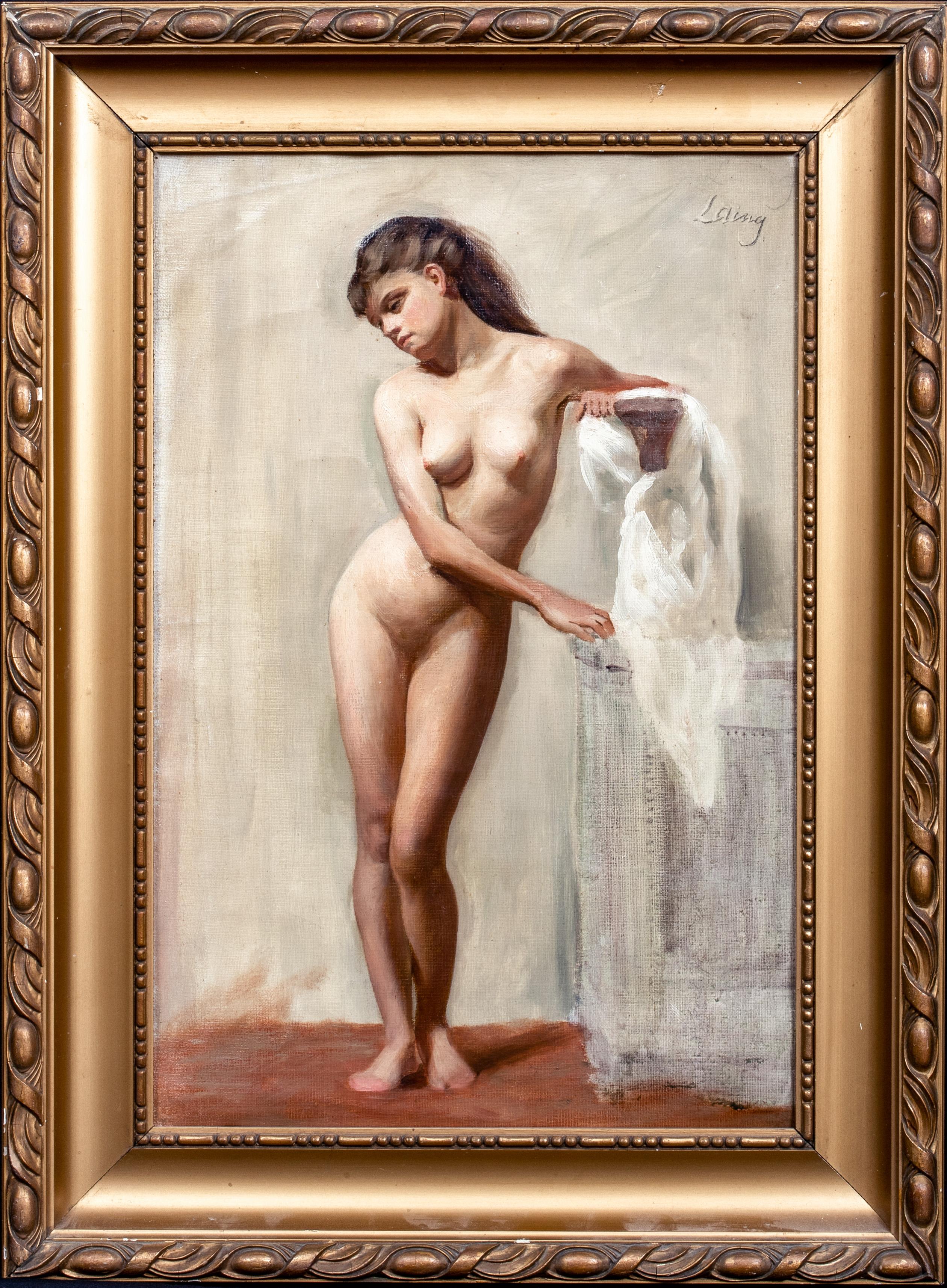 Unknown Nude Painting - Portrait Of A Nude Girl, circa 1900