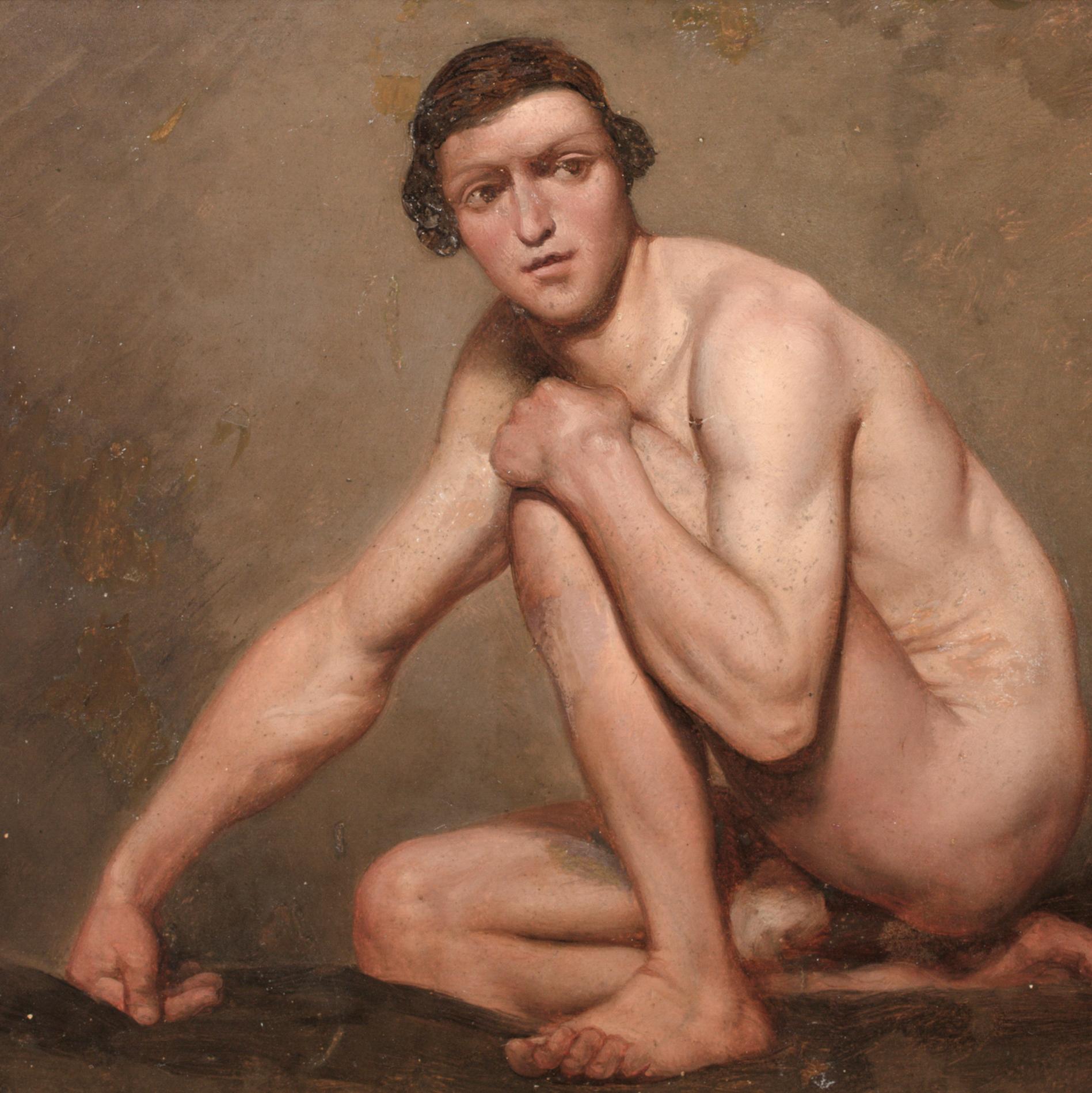 Porträt eines männlichen Aktes, 18. Jahrhundert Schule von Jacques-Louis David (1748-1825) im Angebot 1