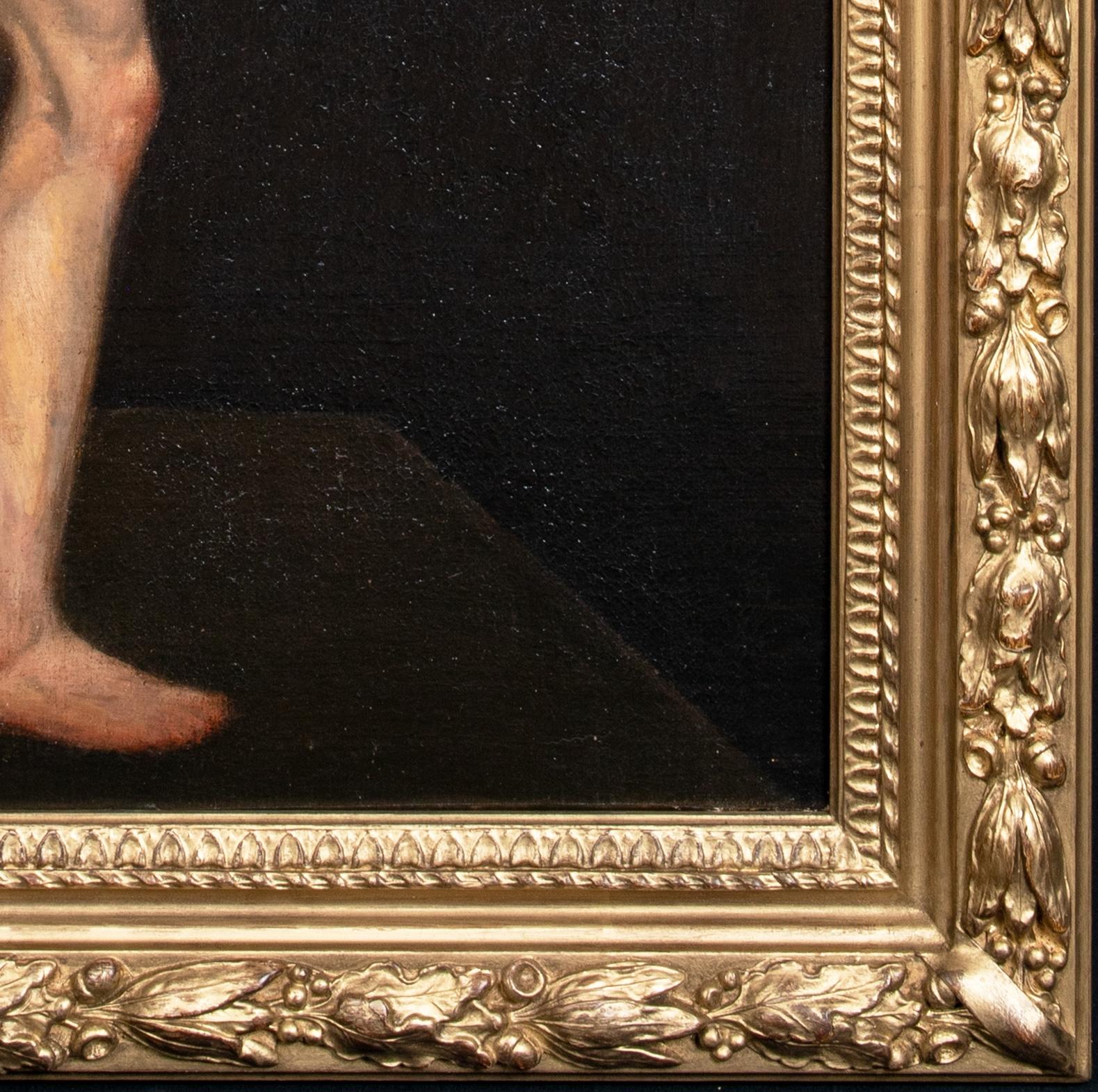 Portrait Of A Nude Male, 19th Century - Black Portrait Painting by Unknown