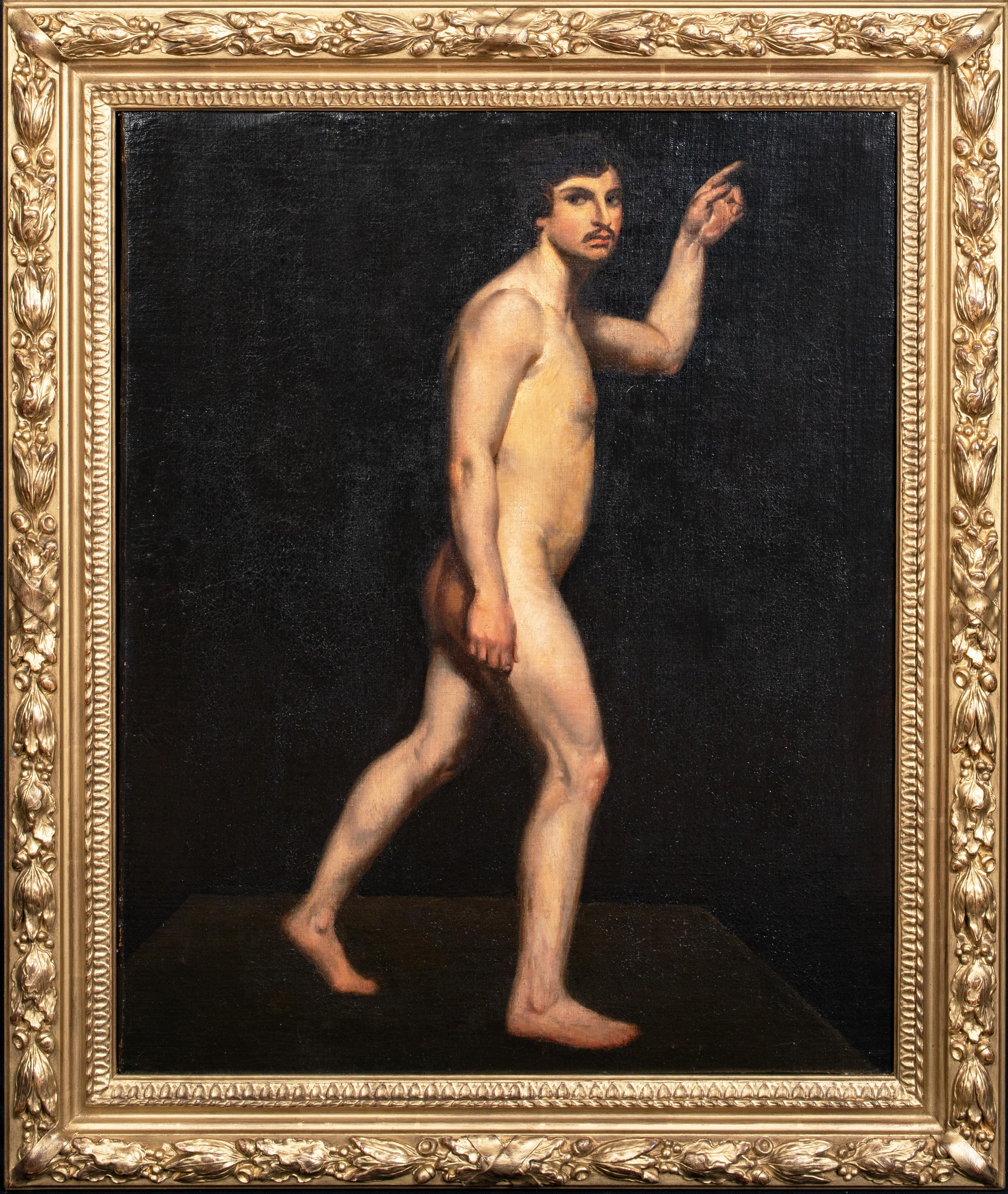 Unknown Portrait Painting - Portrait Of A Nude Male, 19th Century