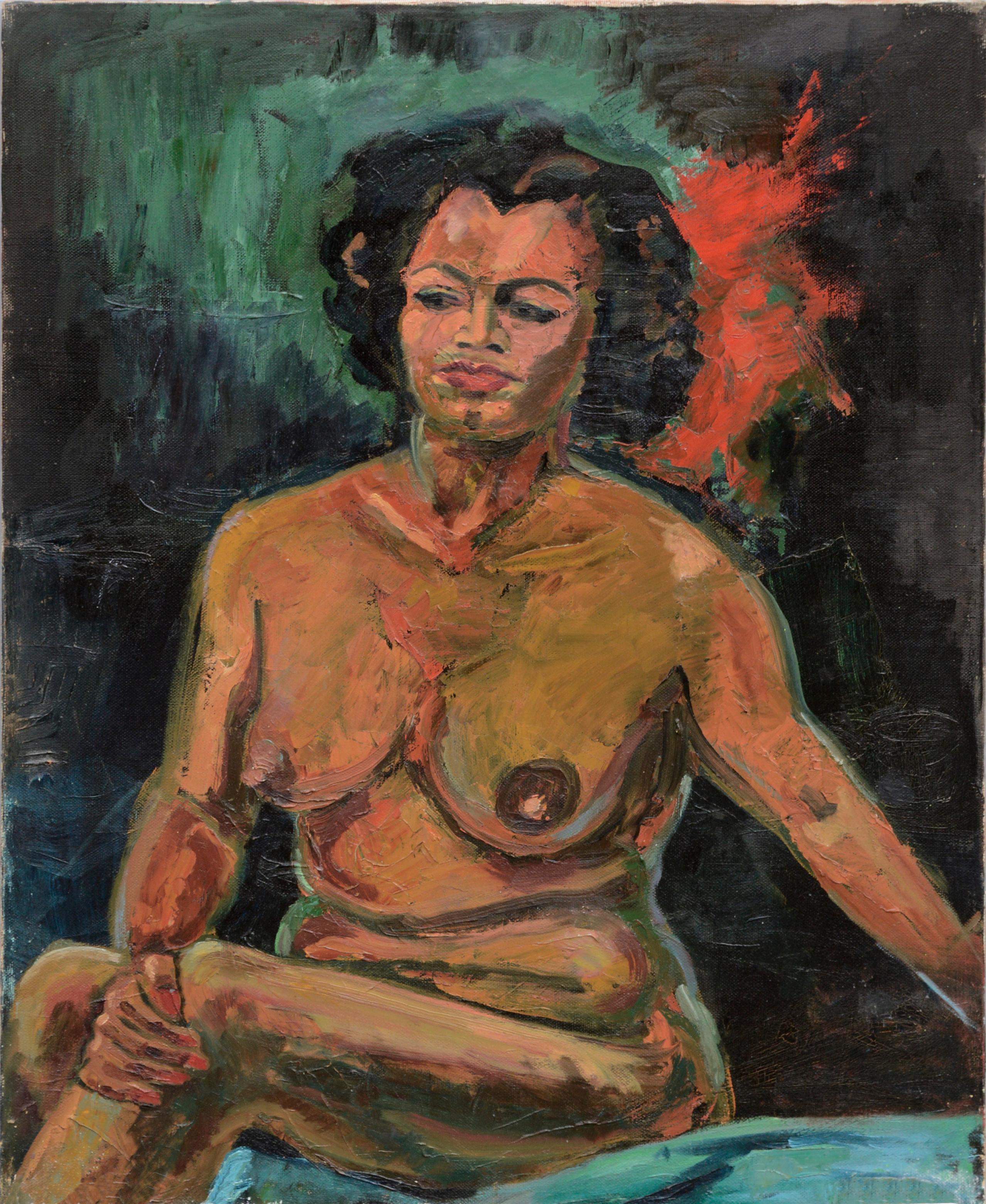 Unknown Nude Painting - Mid Century Nude Figurative 