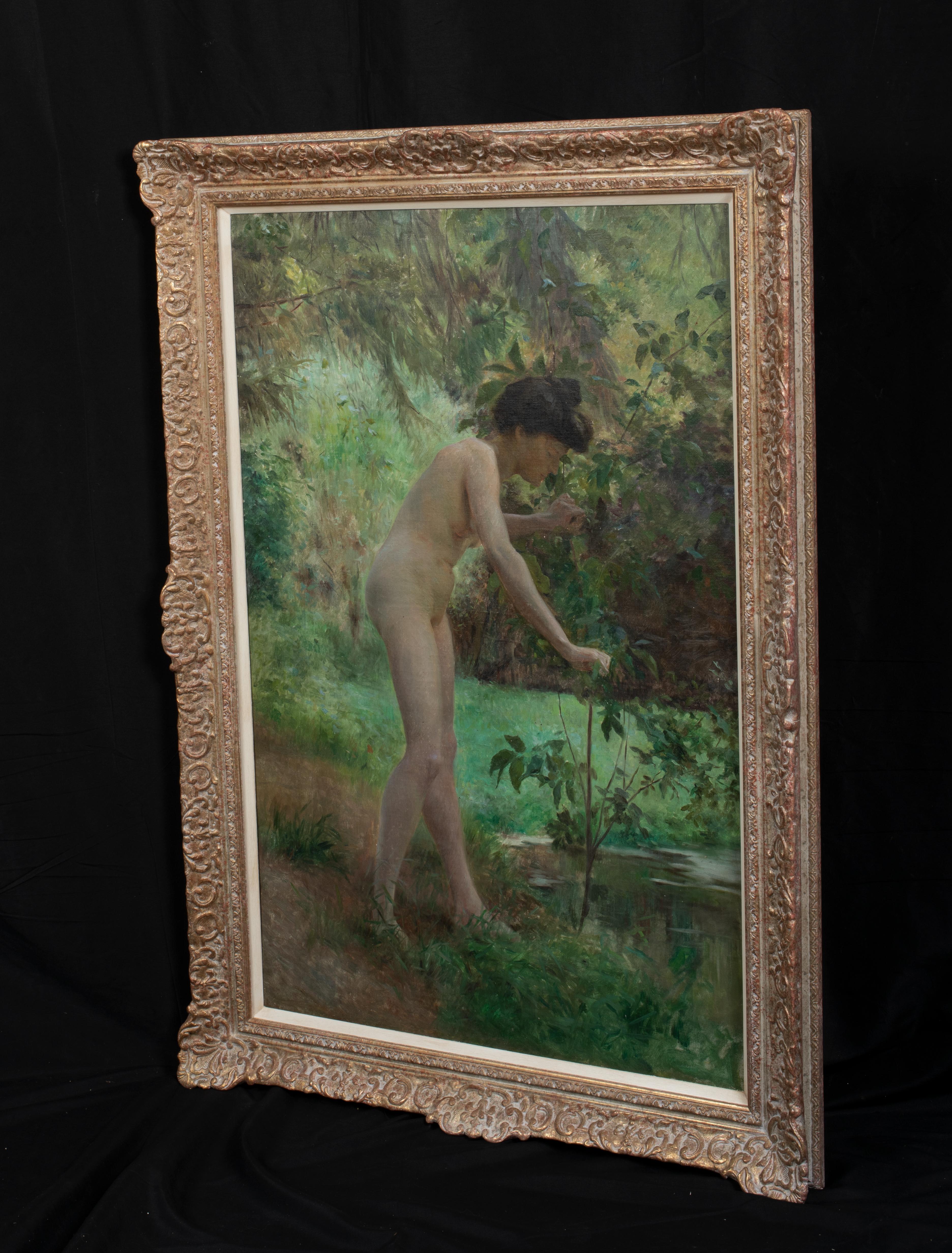 Portrait Of A Nude Woman In A Garden, circa 1905 - Emanuel Phillips Fox  - Painting by Unknown