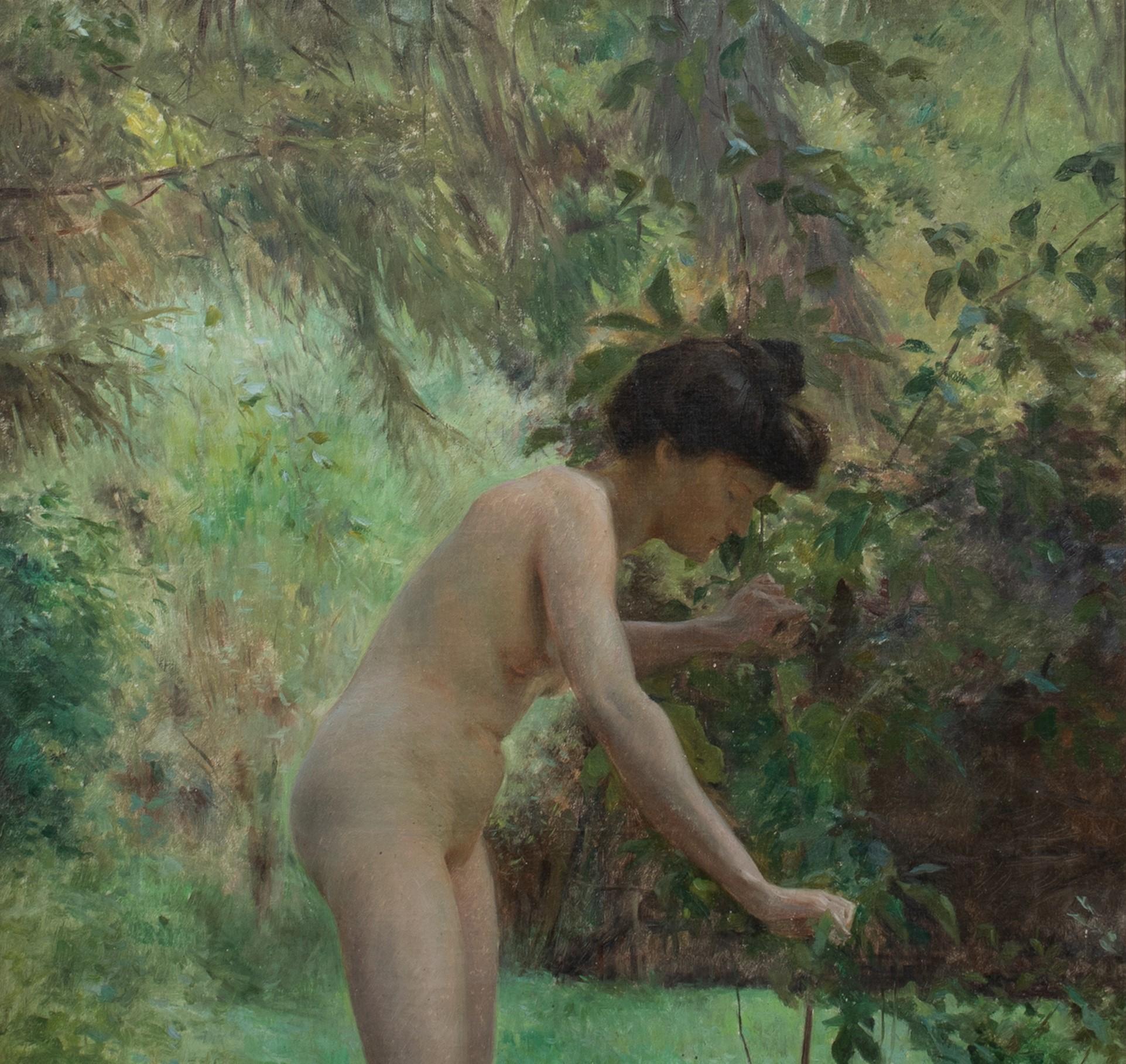 Portrait d'une femme nue dans un jardin, vers 1905, Emanuel Phillips Fox 1