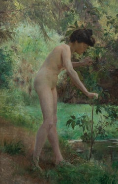 Portrait Of A Nude Woman In A Garden, circa 1905 - Emanuel Phillips Fox 