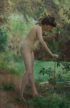 Portrait d'une femme nue dans un jardin, vers 1905, Emanuel Phillips Fox