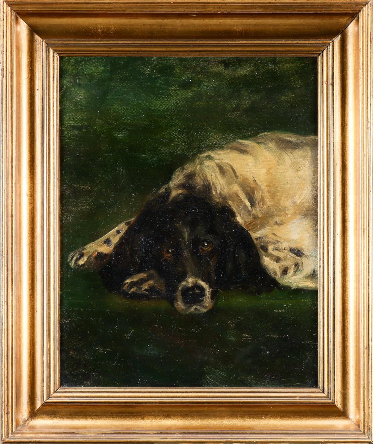 Unknown Animal Painting - Portrait of a Pointer dog - 19th Century Oil on Canvas