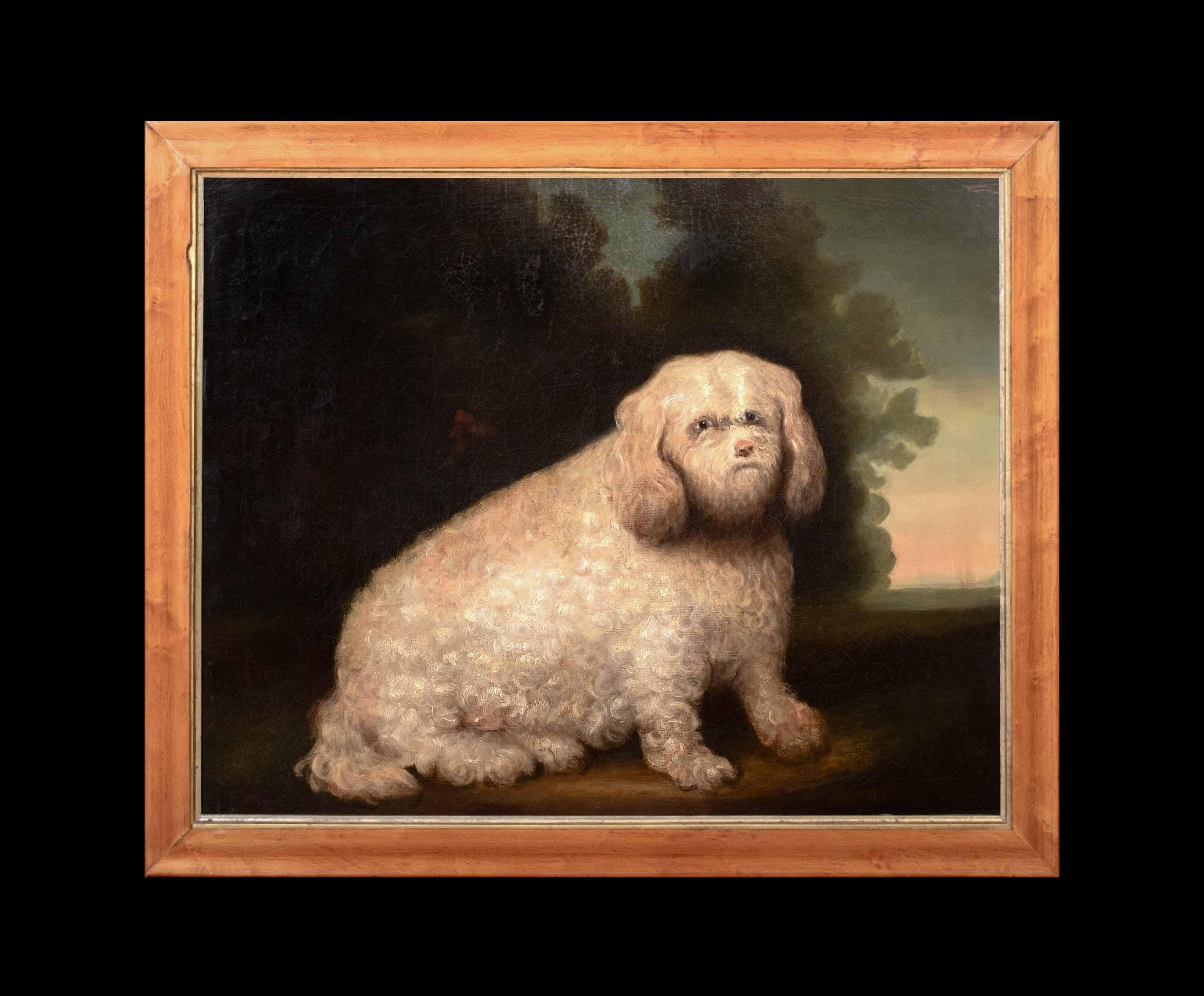 Portrait of a Poodle/Terrier Dog In A Landscape, 19th Century American School - Painting by Unknown