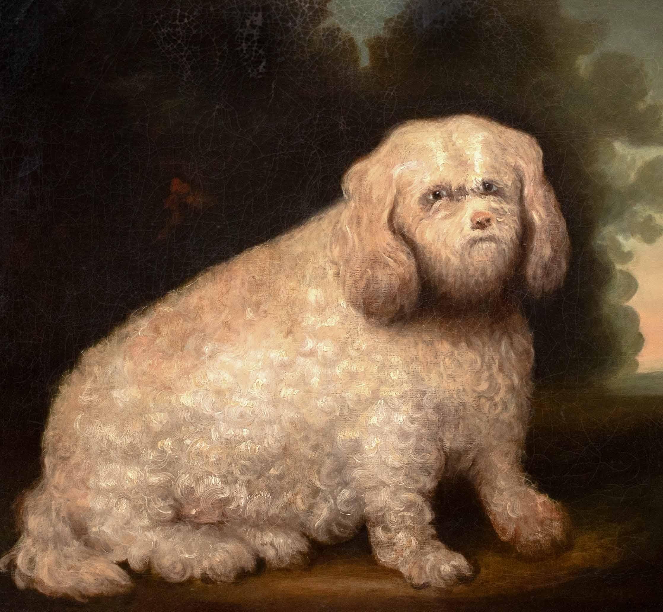Portrait of a Poodle/Terrier Dog In A Landscape, 19th Century American School For Sale 1