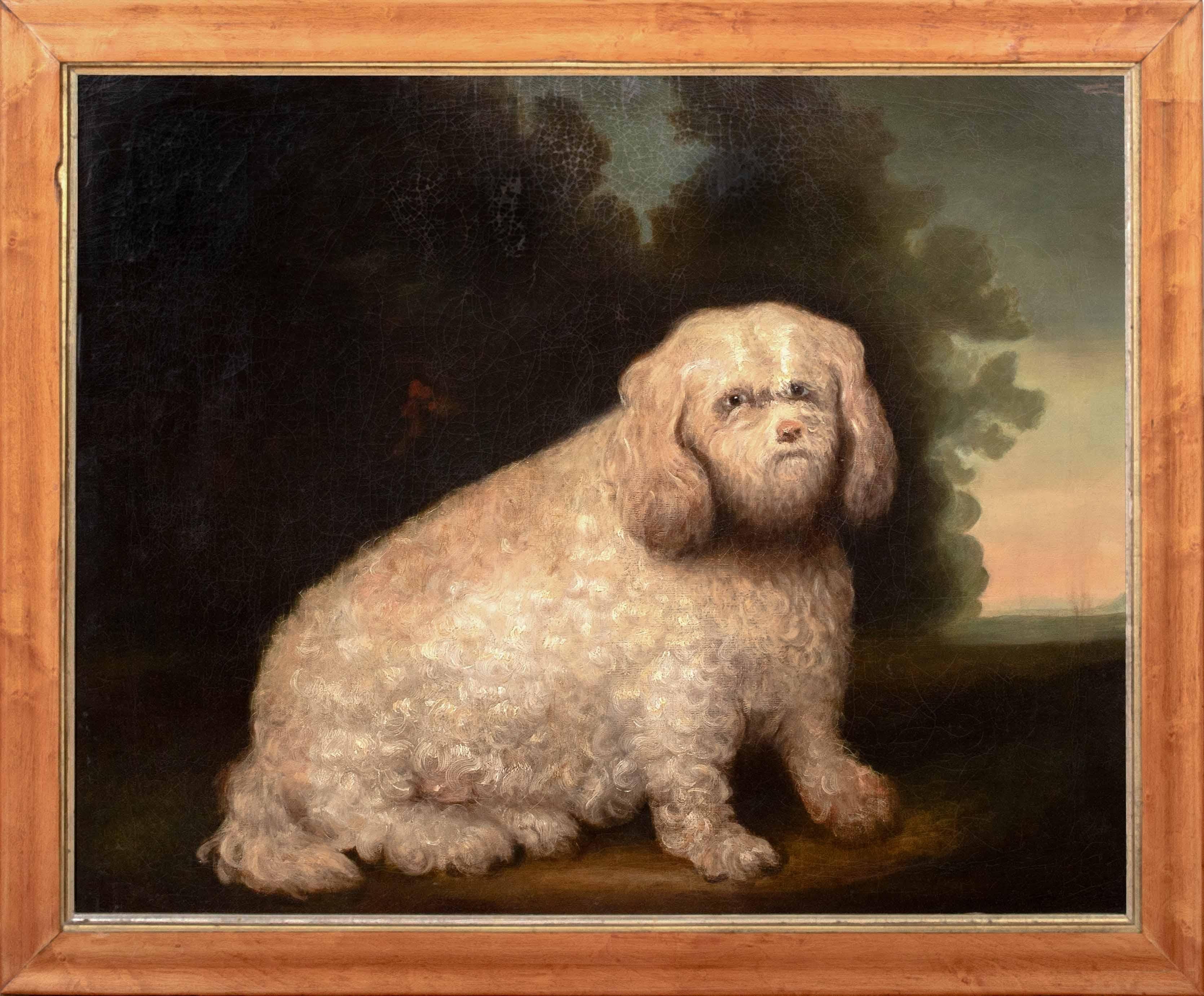 Unknown Animal Painting - Portrait of a Poodle/Terrier Dog In A Landscape, 19th Century American School
