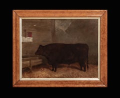 Portrait of a Prize Suffolk Ox in a Byre, 19th Century Signed