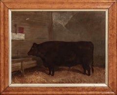 Portrait of a Prize Suffolk Ox in a Byre, 19th Century Signed