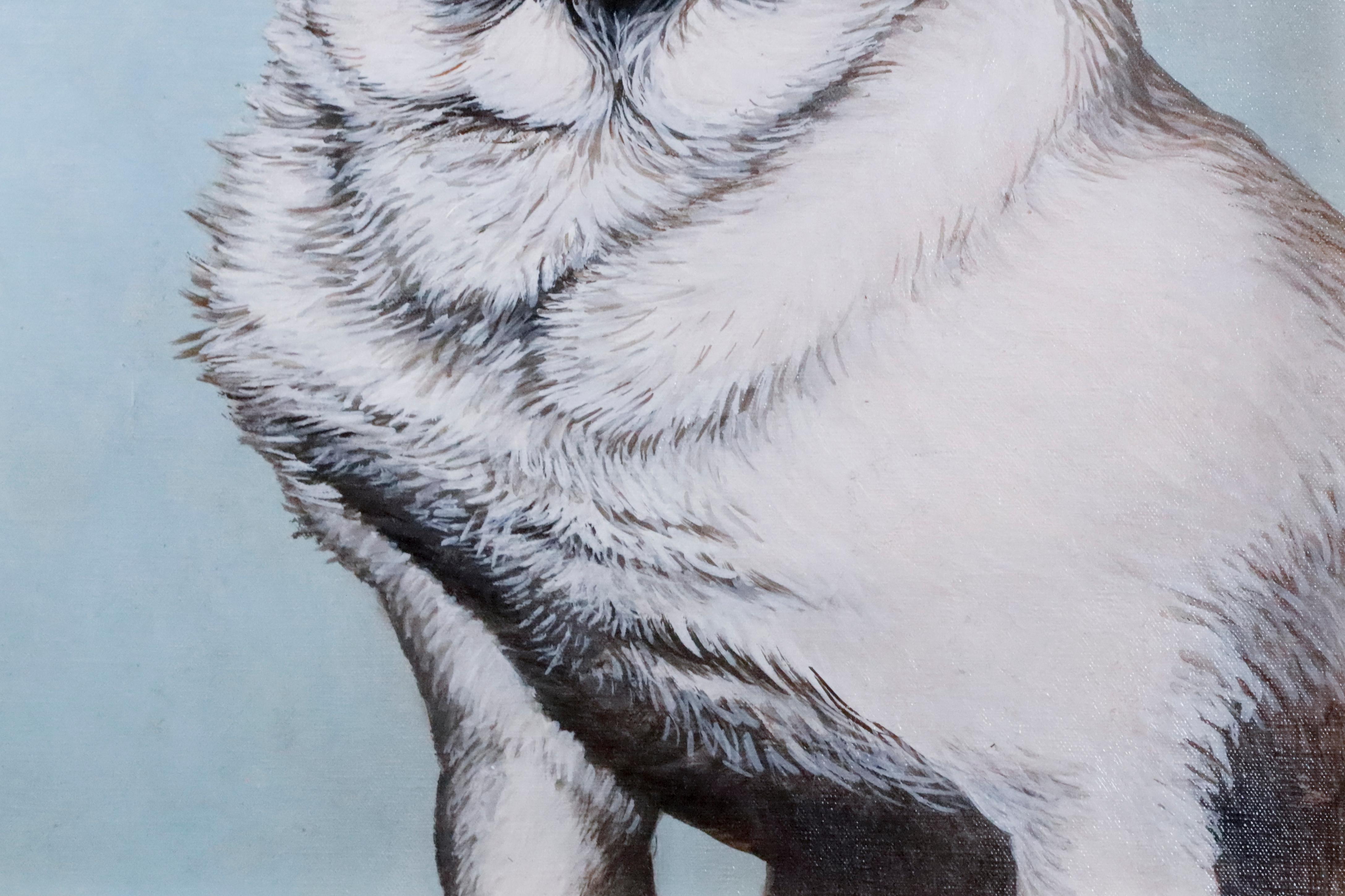 Portrait of a Pug  - Gray Animal Painting by Unknown