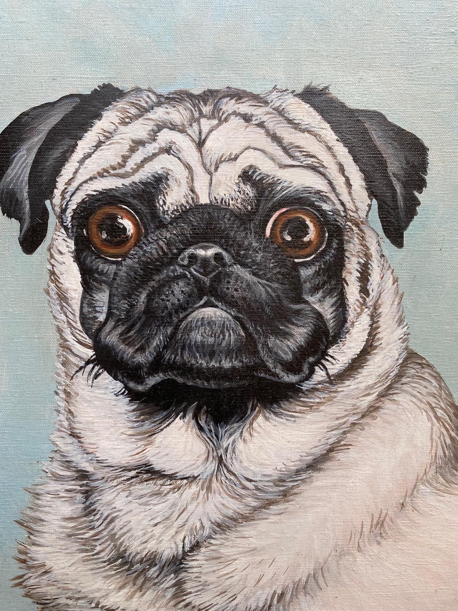 Unknown Animal Painting – Porträt eines Pugs 