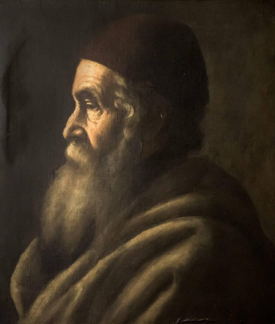 Ritratto di un rabbino Pittura giudaica dell'inizio del XX secolo - Painting di Unknown