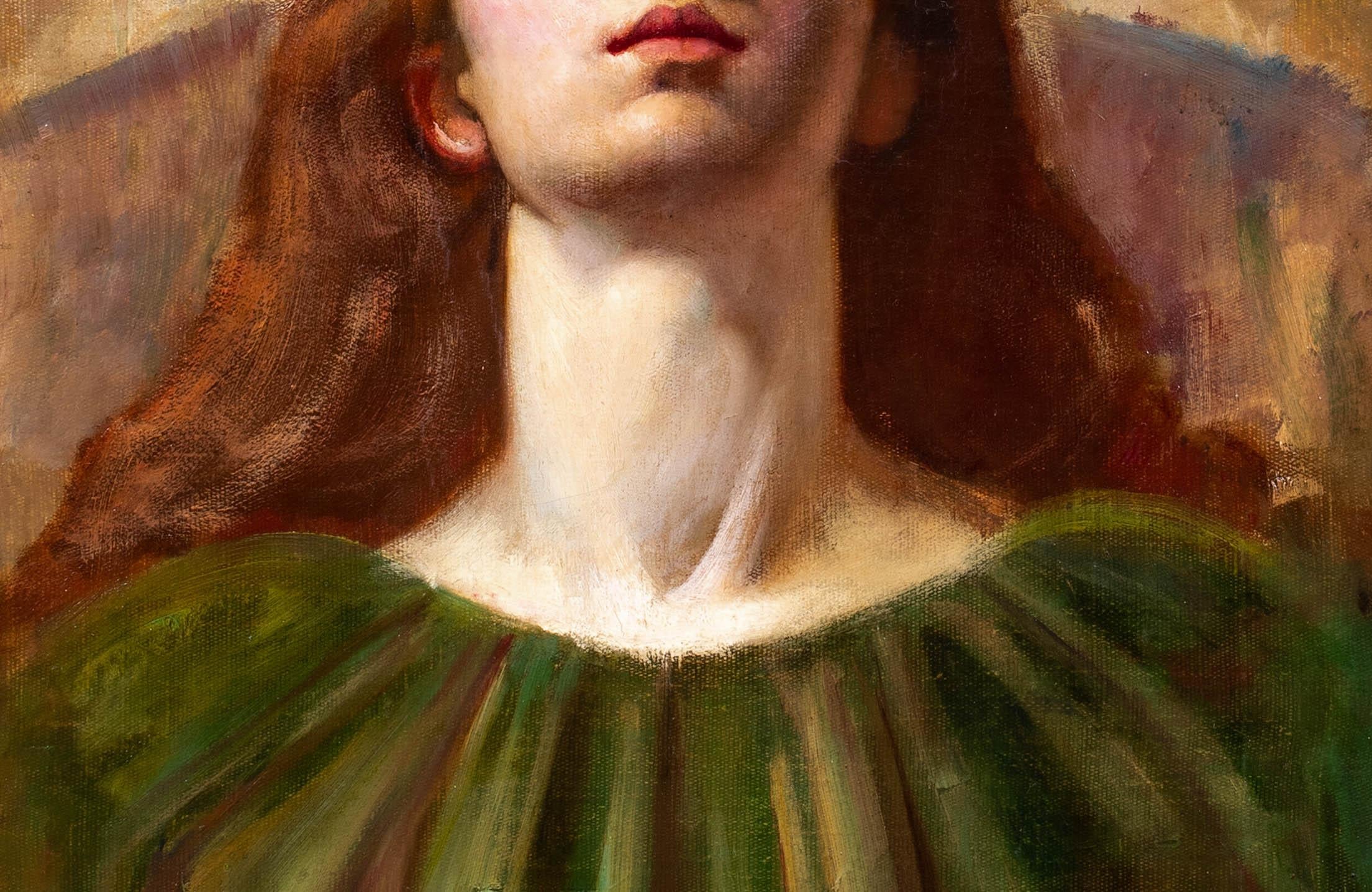 Portrait of A Red Haired Girl, 19th century

John Everett MILLAIS (1829-1896)

Large 19th Century Pre-Raphaelite portrait of a Red Haired Girl, oil on canvas attributed to John Everett Millais. Excellent quality and condition circa 1890 portrait of