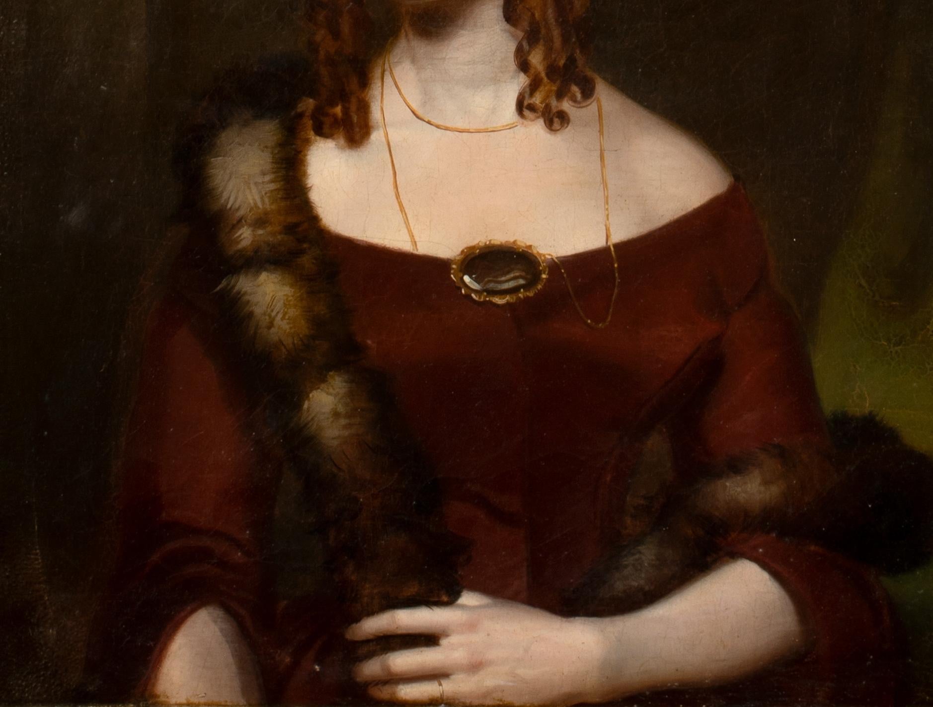 Portrait Of A Red Haired Girl With Ringlets, 19th Century 

British School

Large 19th Century portrait of a girl with red hair, ringlets and wearing a fur stole, oil on canvas. Good quality and condition circa 1880 and by an accomplished portrait