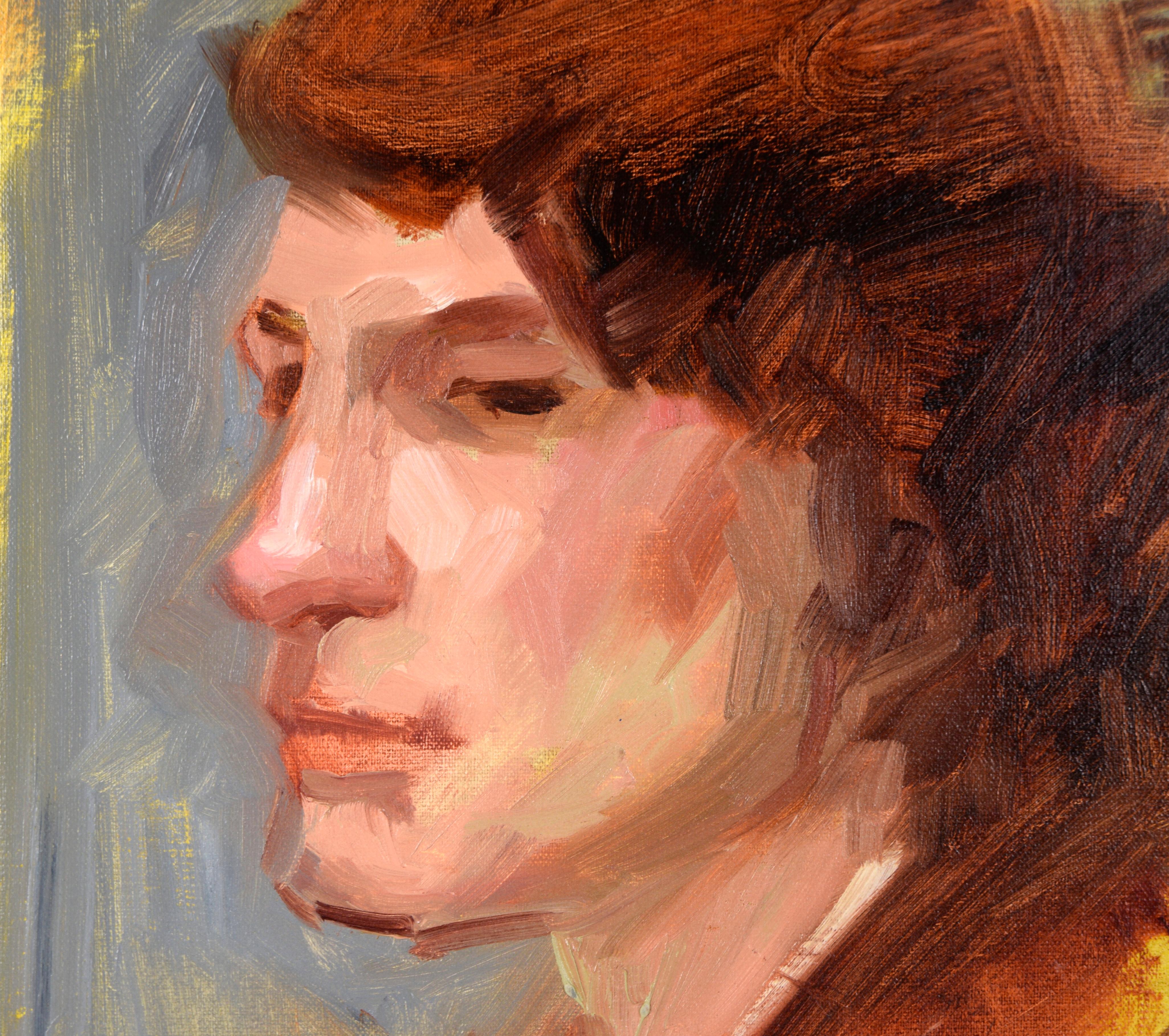 Portrait d'un homme aux cheveux roux à l'huile sur toile - Painting de Unknown