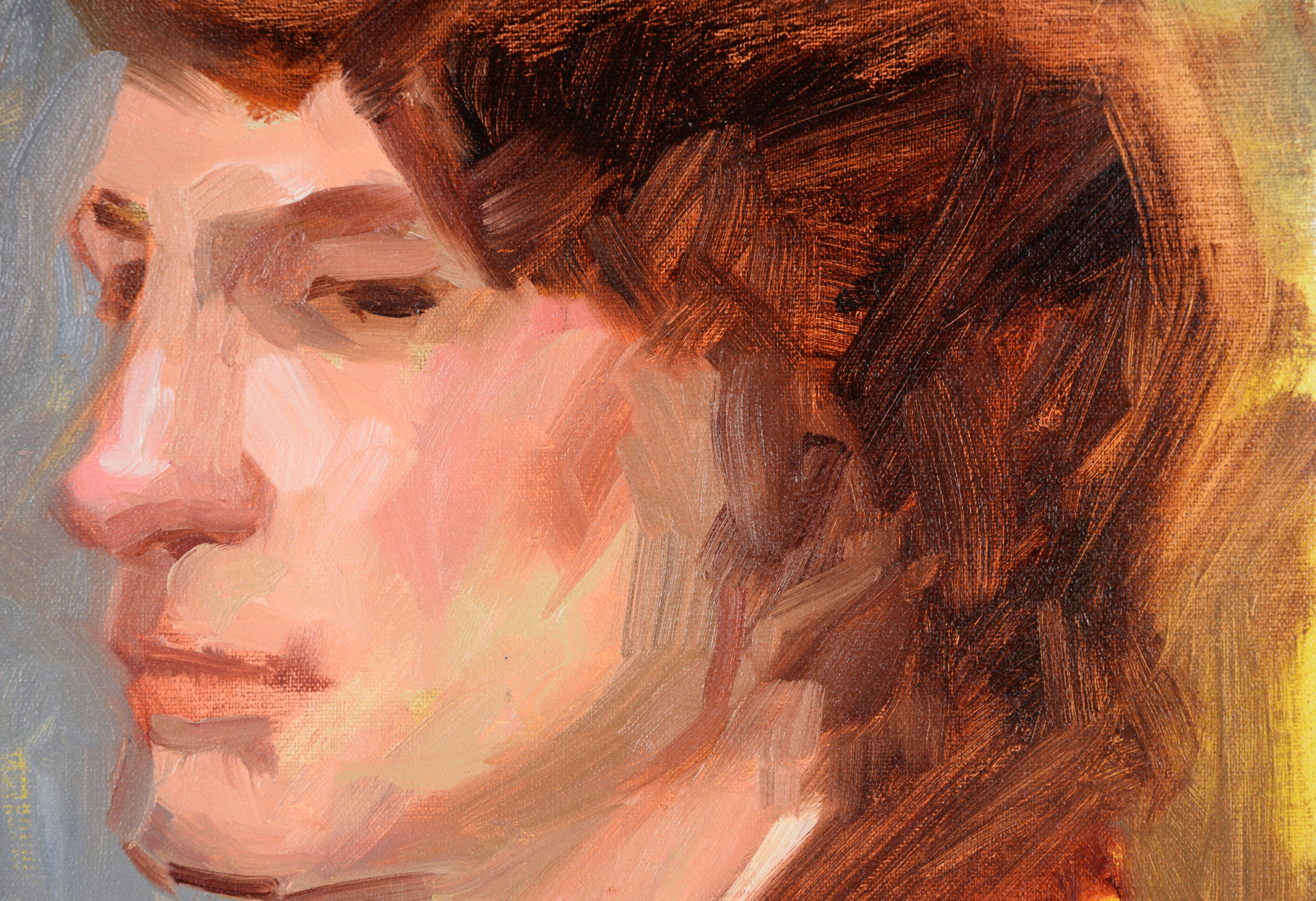 Portrait d'un homme aux cheveux roux à l'huile sur toile - Contemporain Painting par Unknown
