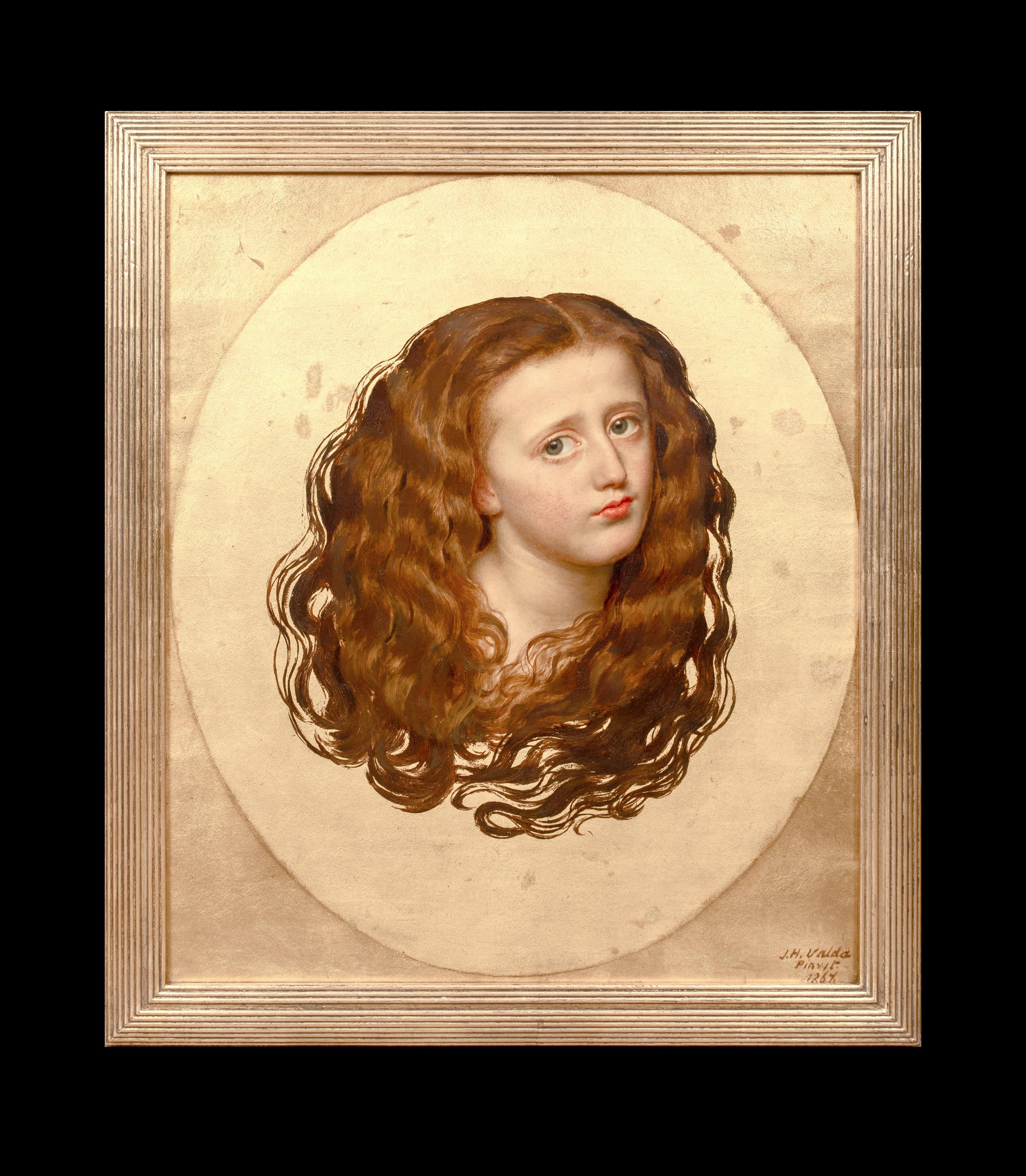Portrait of a Redhaired Girl, dated 1867  by JOHN HARRIS VALDA Senior (1835-1881 - Painting by Unknown