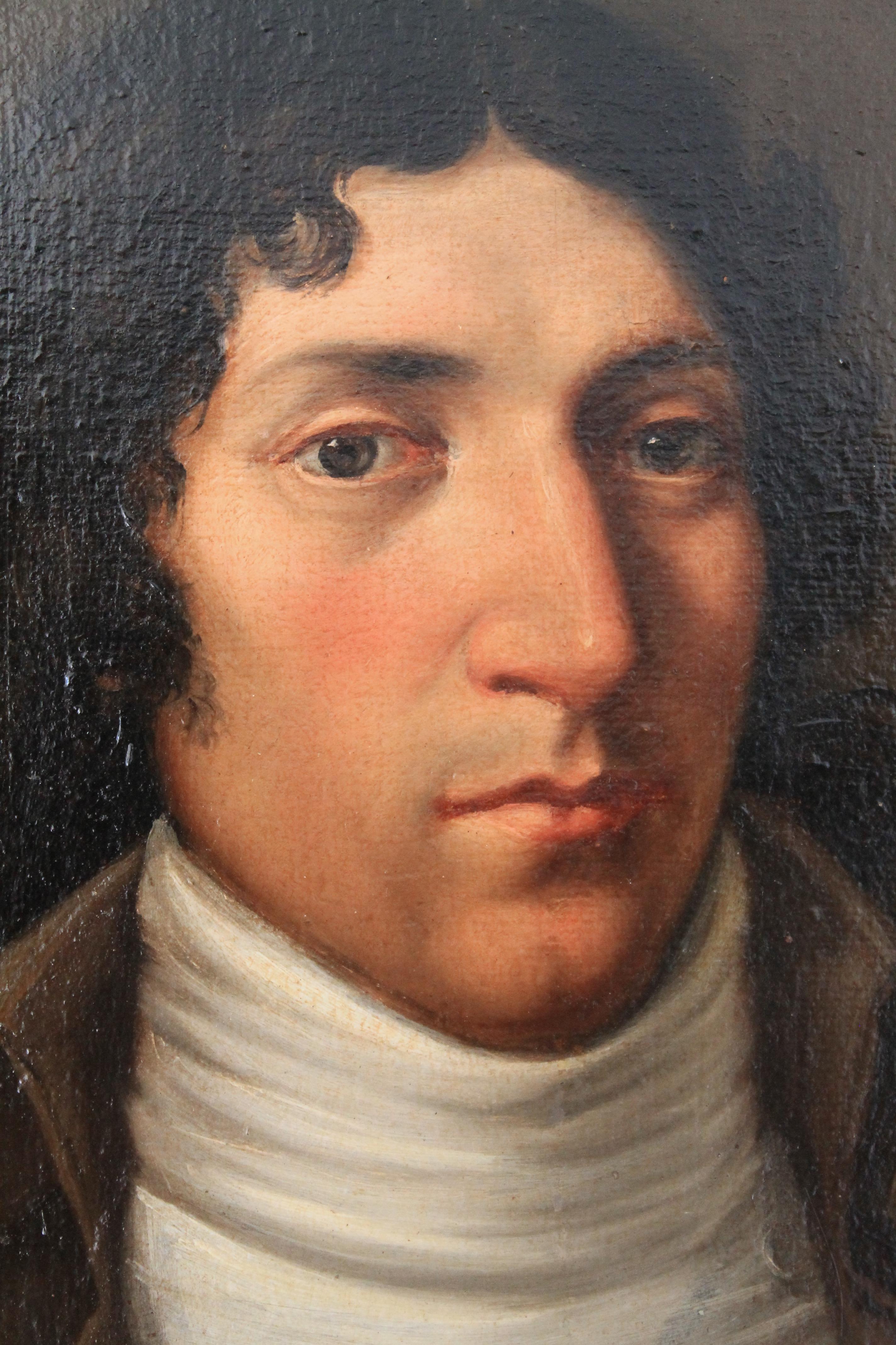 Ritratto di gentiluomo - Ritratto a olio di uomo del XIX secolo - Periodo dell'Impero francese - Painting Scuola francese di Unknown