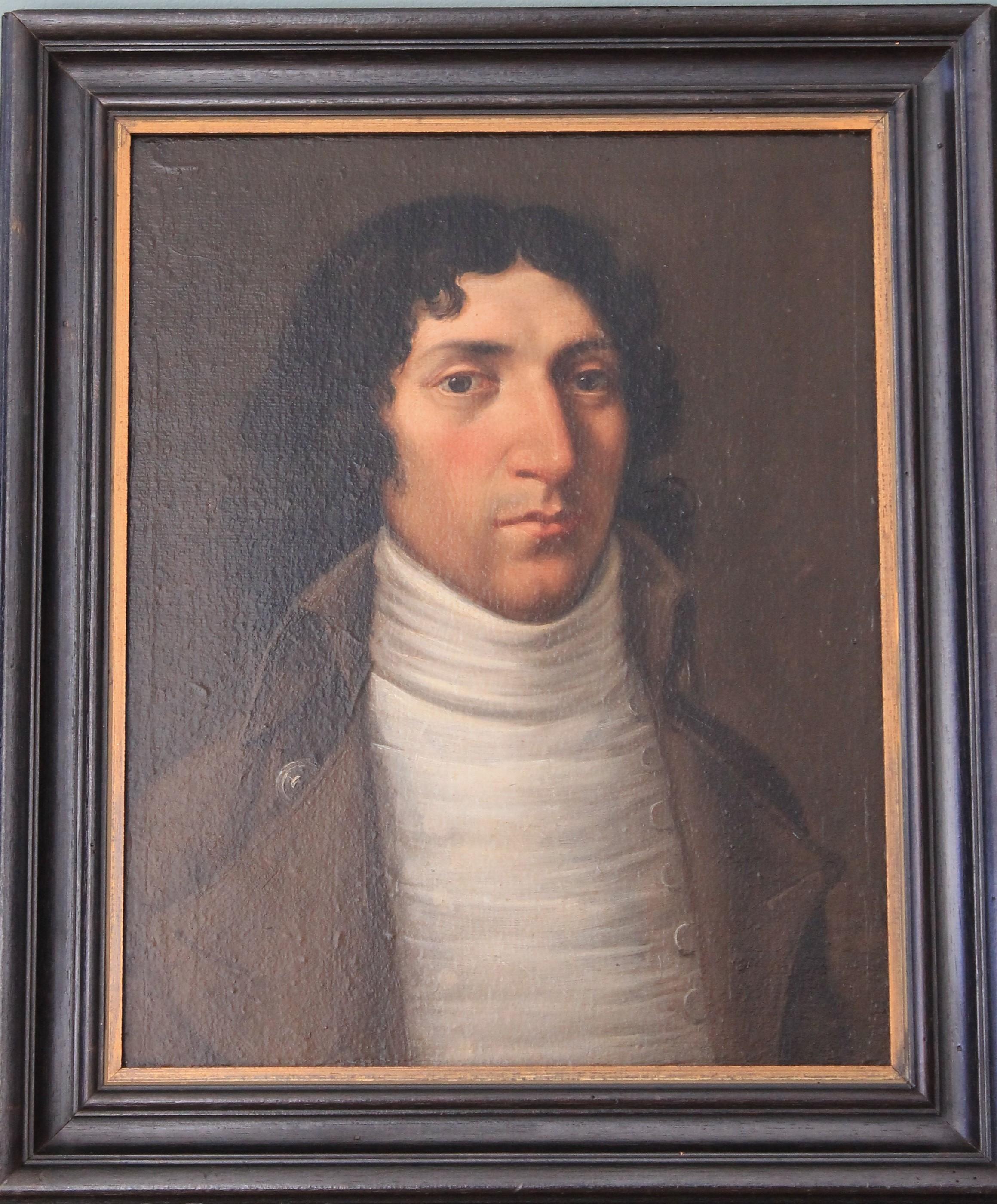 Portrait Painting di Unknown - Ritratto di gentiluomo - Ritratto a olio di uomo del XIX secolo - Periodo dell'Impero francese