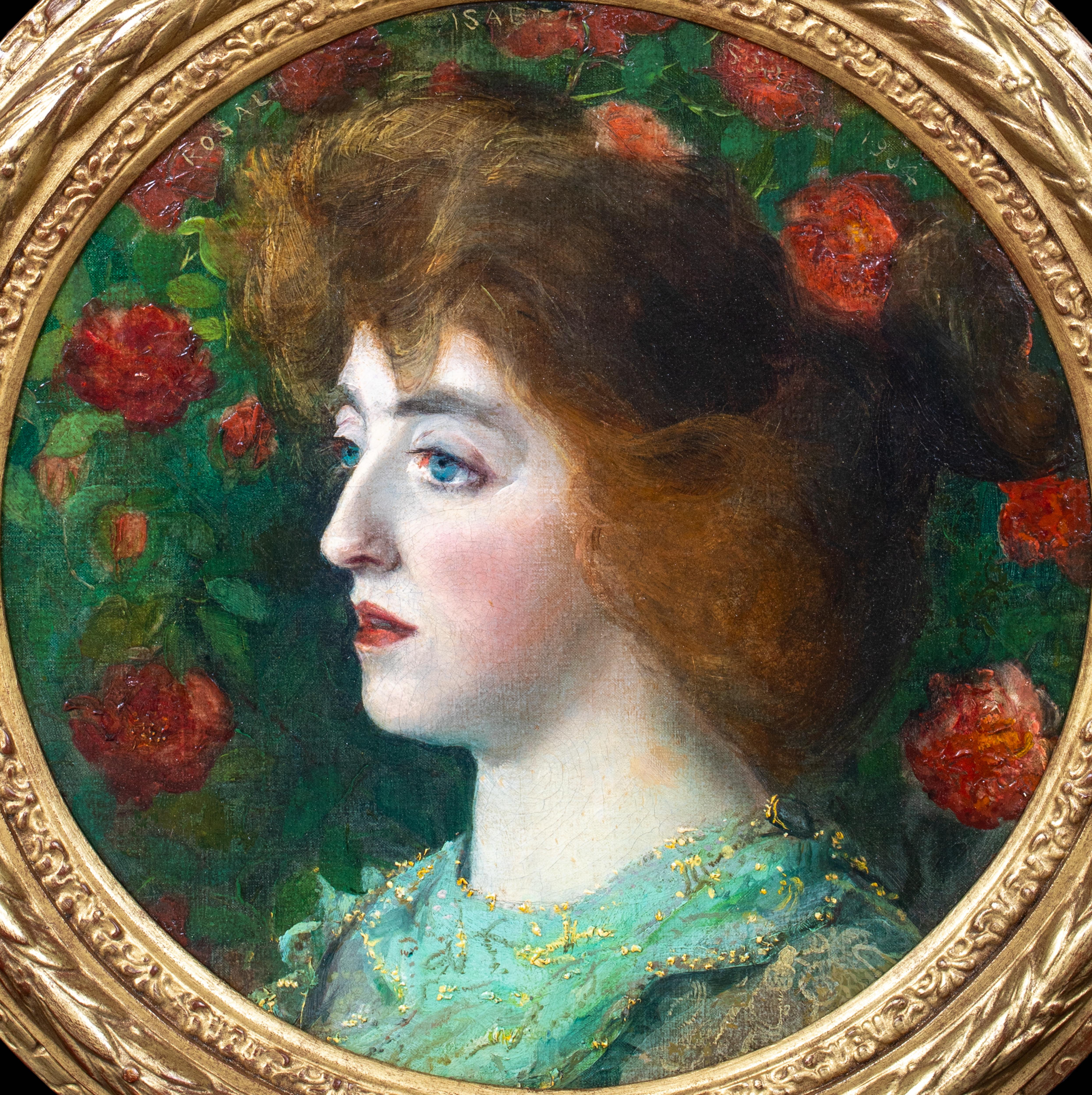 Portrait d'une Rosalin Isabel 19ème siècle préraphaélite / École Arts & Crafts - Noir Portrait Painting par Unknown