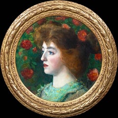 Antique Portrait Of A Rosalin Isabel 19th Century Pre-Raphaelite / Arts & Crafts School