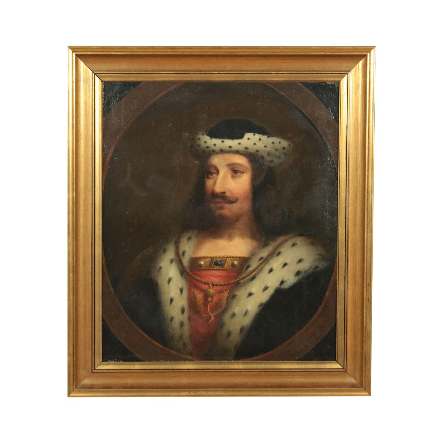 Unknown Portrait Painting - Portrait Of A Scottish Monarch Oil On Canvas 19th Century