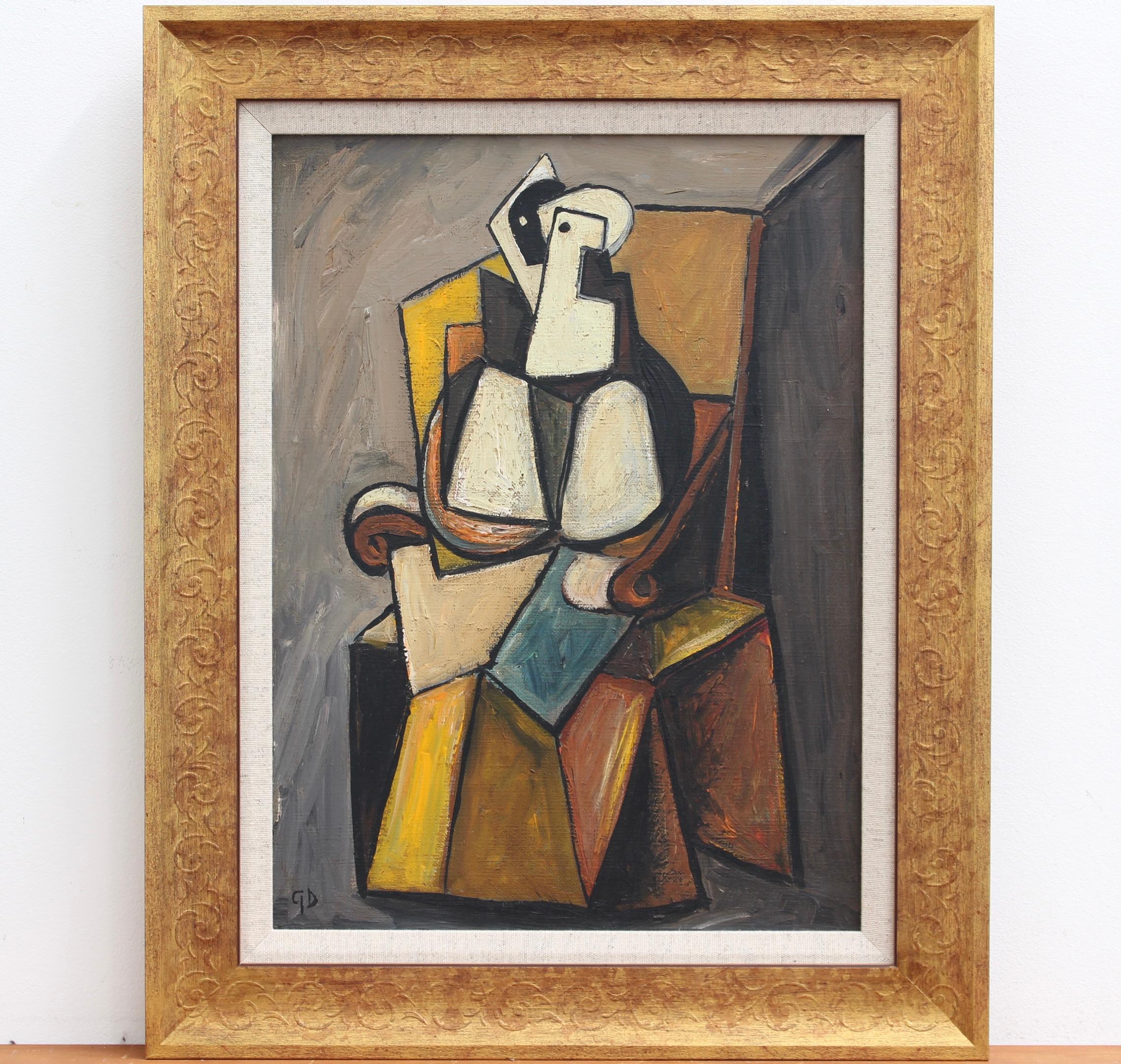 Portrait Painting di Unknown - Ritratto di uomo seduto, German School (circa anni '70)