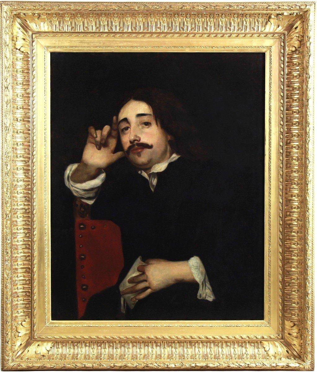 Retrato de hombre sentado , pintura al óleo sobre lienzo del siglo XIX