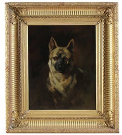 Portrait of a Shepherd dog, oil painting on canvas early 20th c.