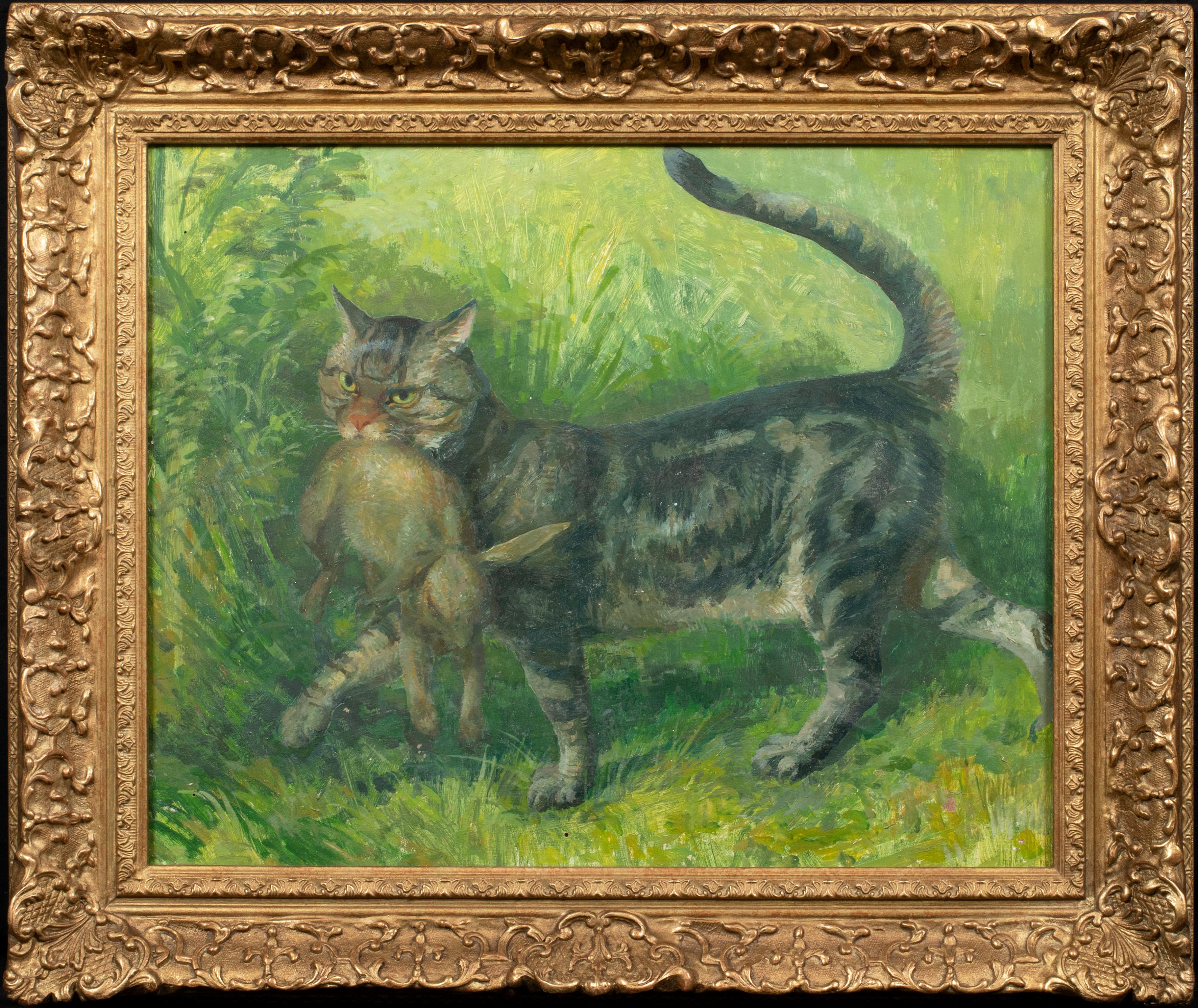 Unknown Portrait Painting - Portrait Of A Tabby Cat, early 20th Century    by Lionel Ellis ARCA (1903-1988) 