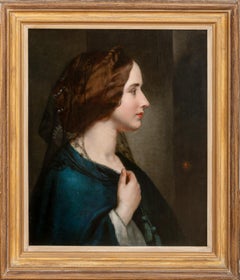 Portrait Of A Veiled Lady, 19th Century  by Robert Fox (1810-1890)