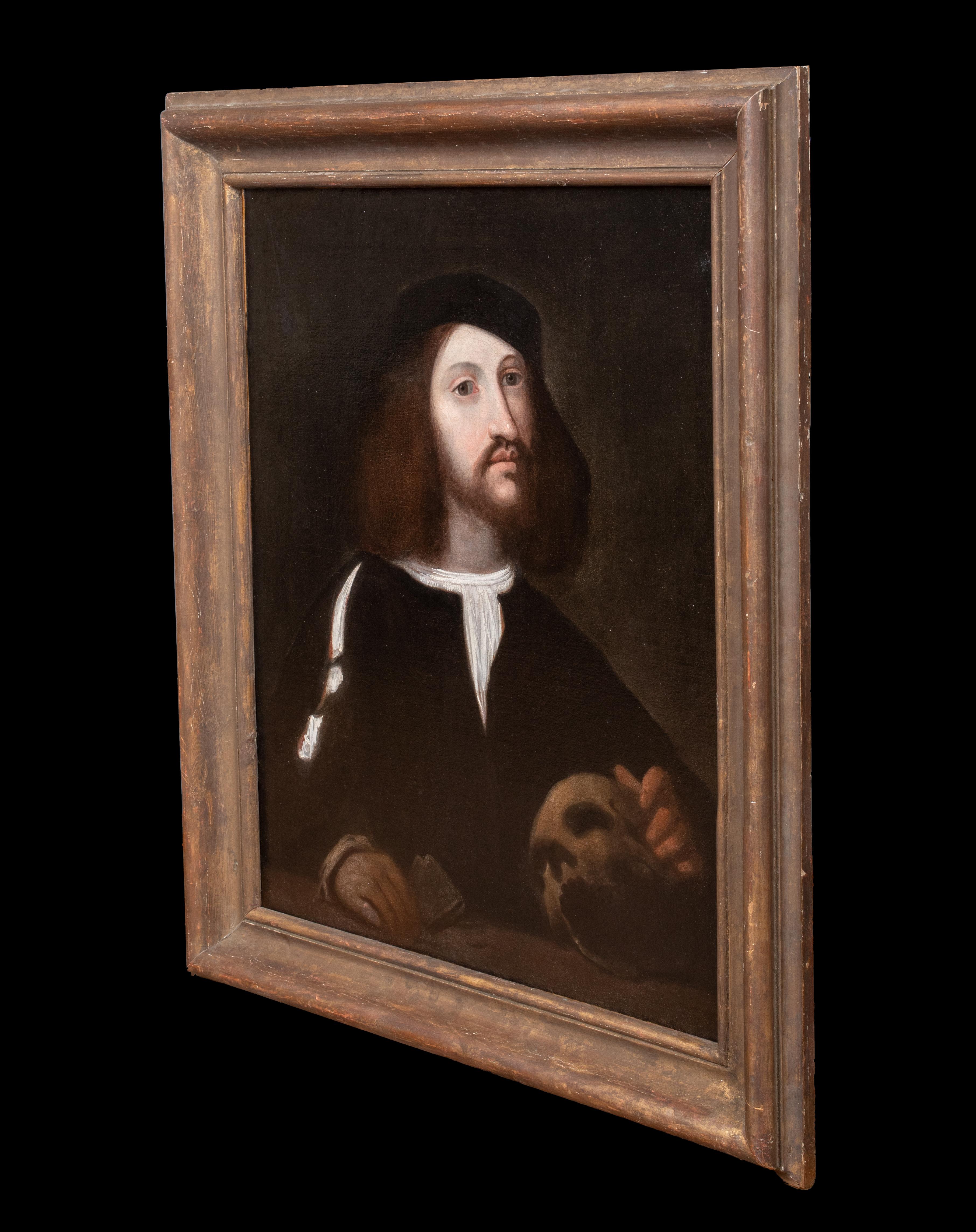 Ritratto di mercante veneziano con denaro e teschio, XVI secolo in vendita 4