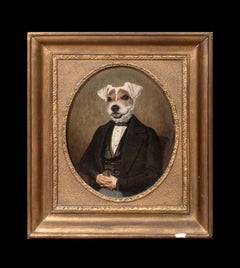 Portrait Of A Victorian Gentleman - Head Of A Jack Russell Terrier, 19th Century