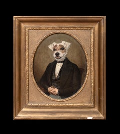 Portrait Of A Victorian Gentleman - Head Of A Jack Russell Terrier, 19th Century