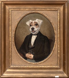 Portrait Of A Victorian Gentleman - Head Of A Jack Russell Terrier, 19th Century