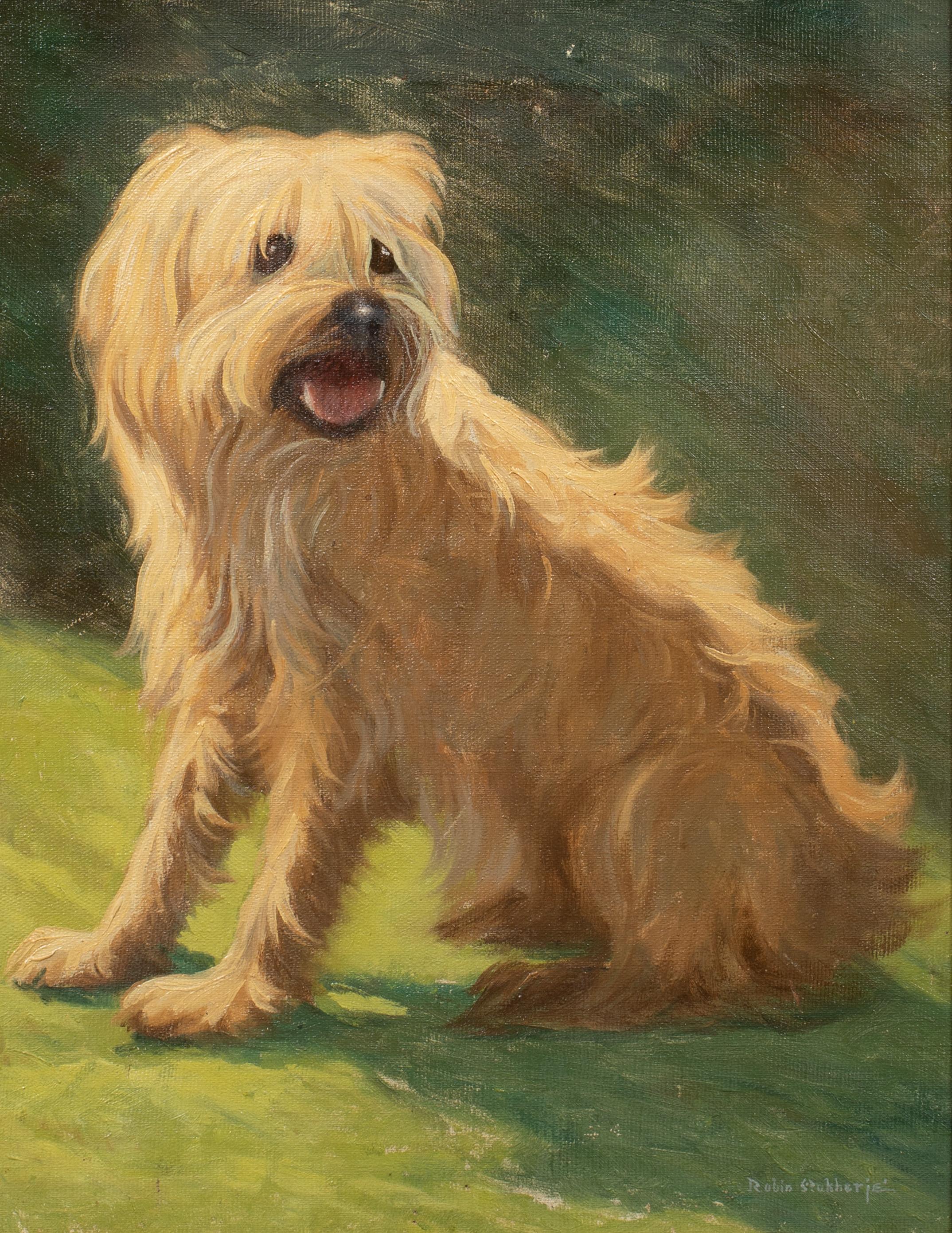 Unknown Portrait Painting – Porträt eines Wheaten Terriers, frühes 20. Jahrhundert