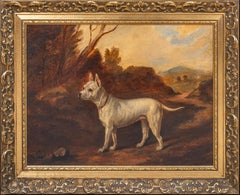 Portrait Of A White Bulldog, circa 1820  attributed to Charles TOWNE (1763-1840)